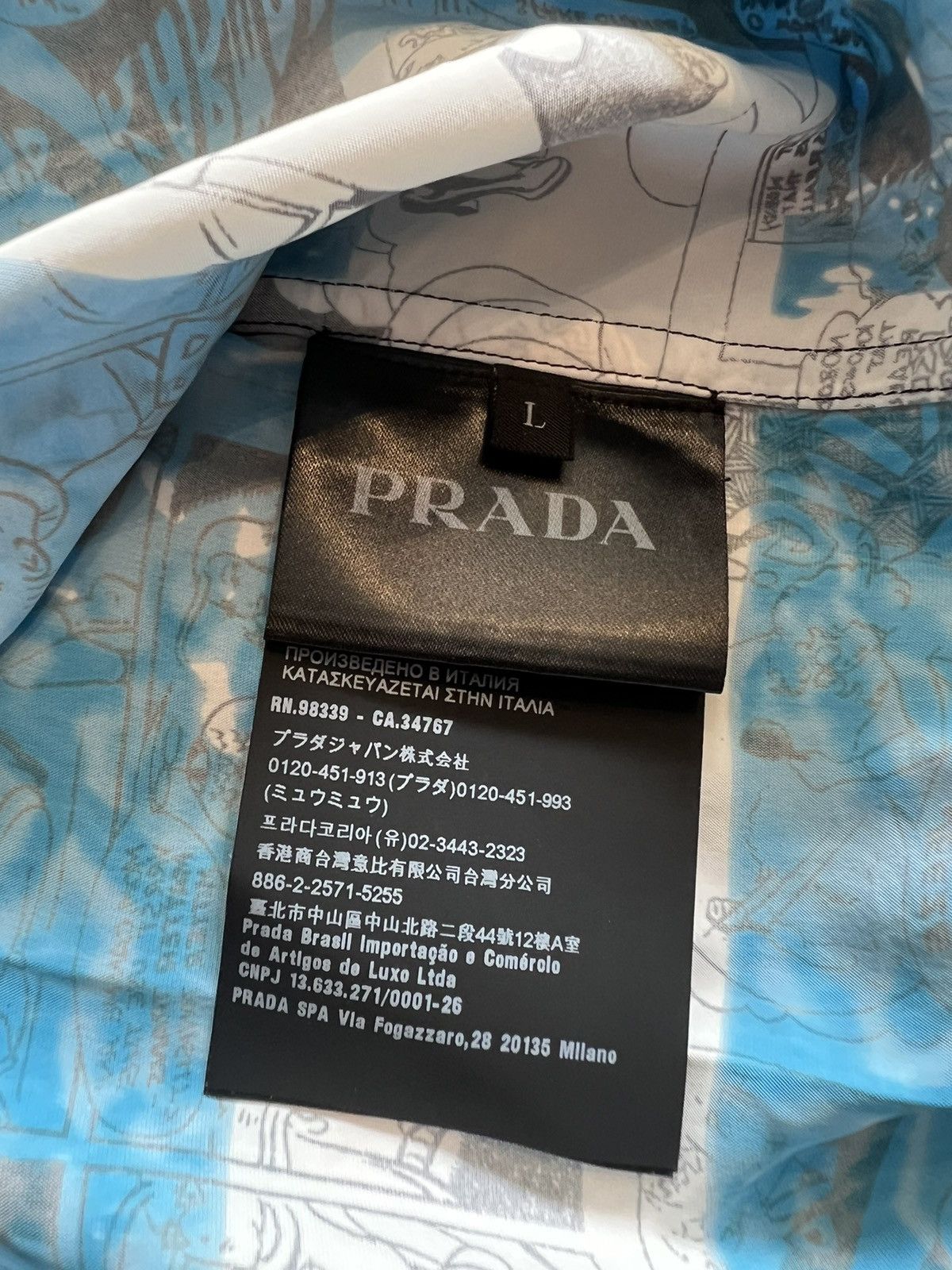 Prada PRADA 2018 COMIC BLUE SHIRT Size US L / EU 52-54 / 3 - 4 Thumbnail