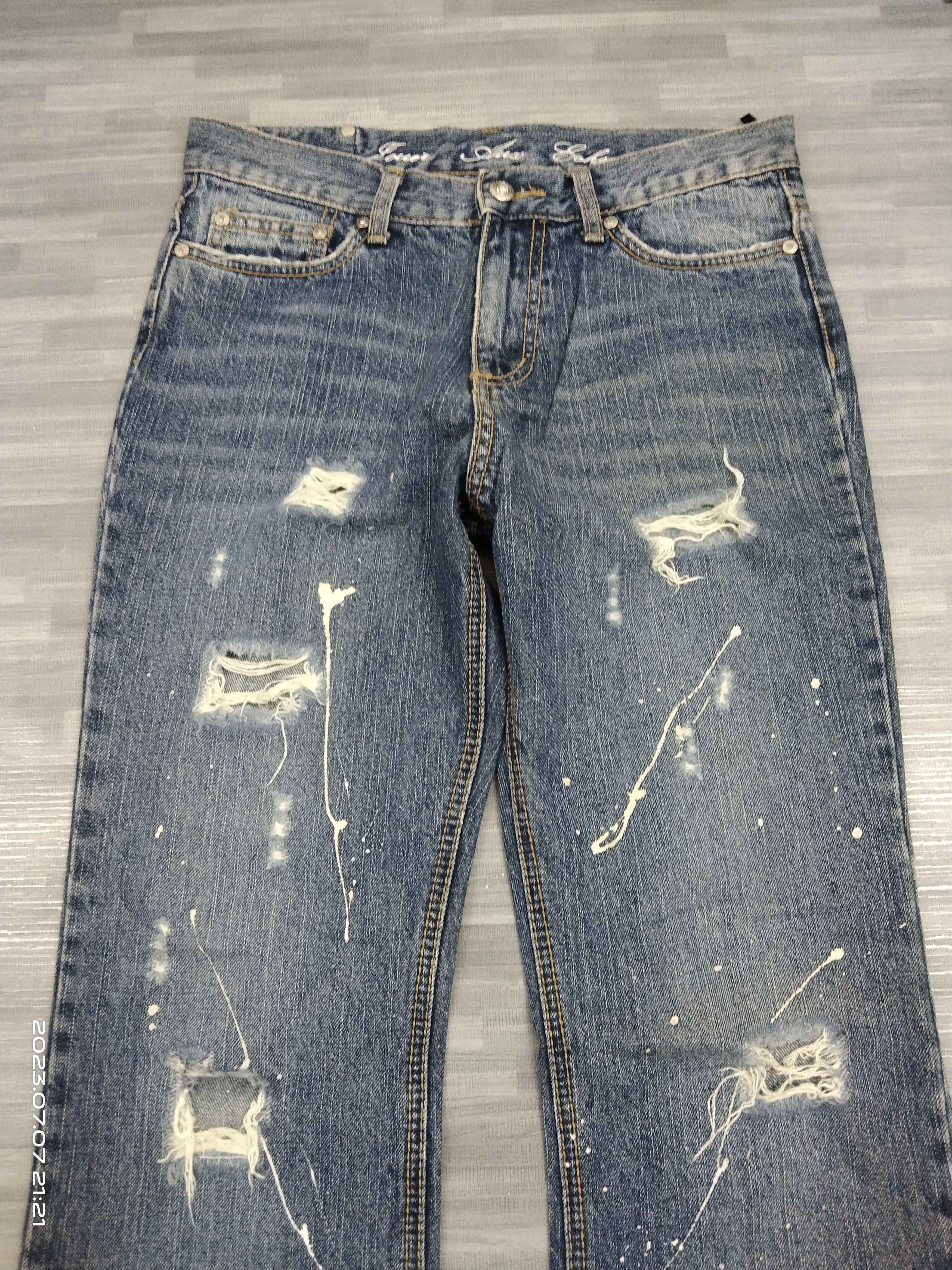 Art Comes First FLARE SPLATTED RIPED JOUER AUX DENIM PANTS Size US 29 - 6 Thumbnail