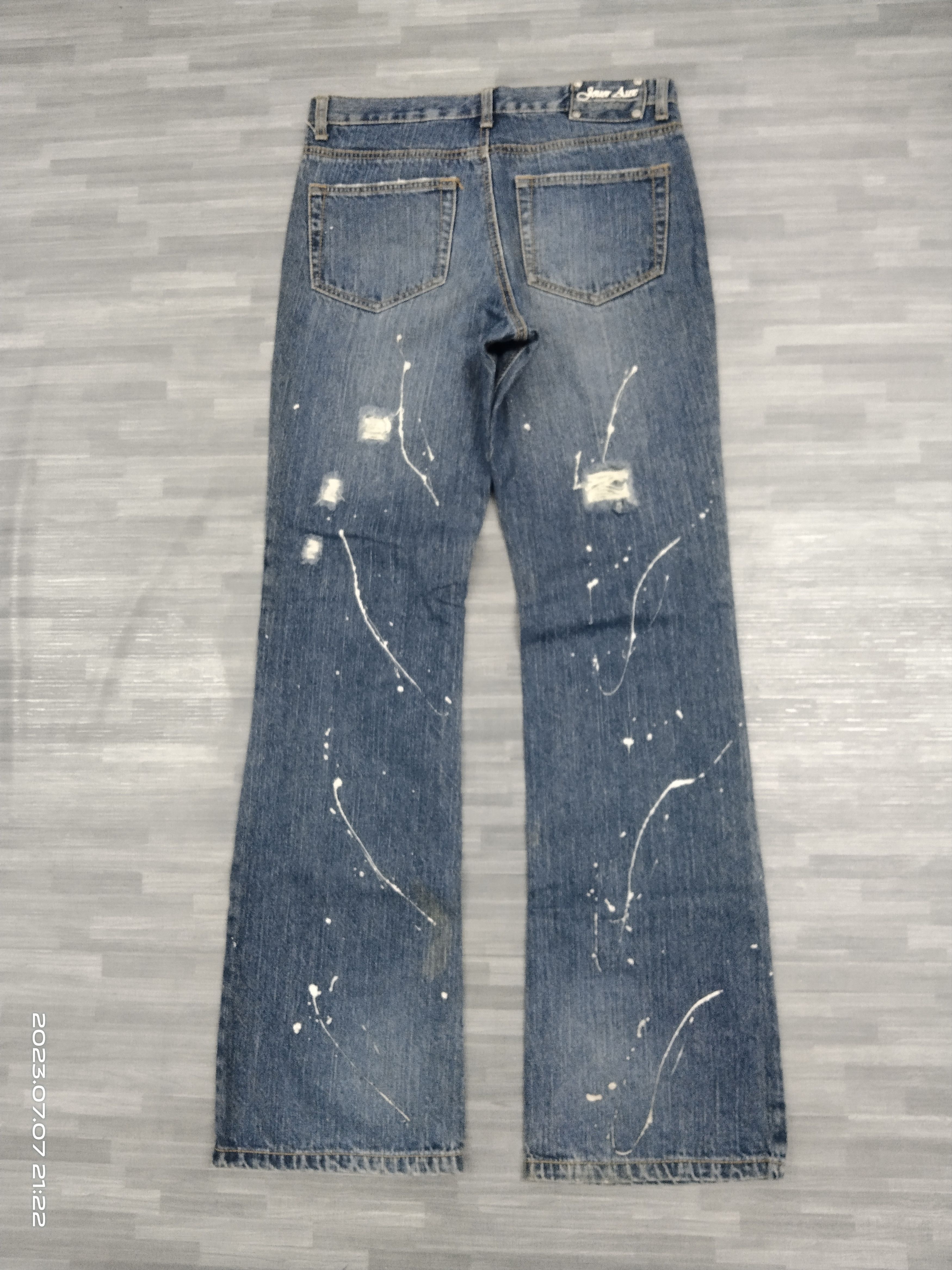 Art Comes First FLARE SPLATTED RIPED JOUER AUX DENIM PANTS Size US 29 - 3 Thumbnail
