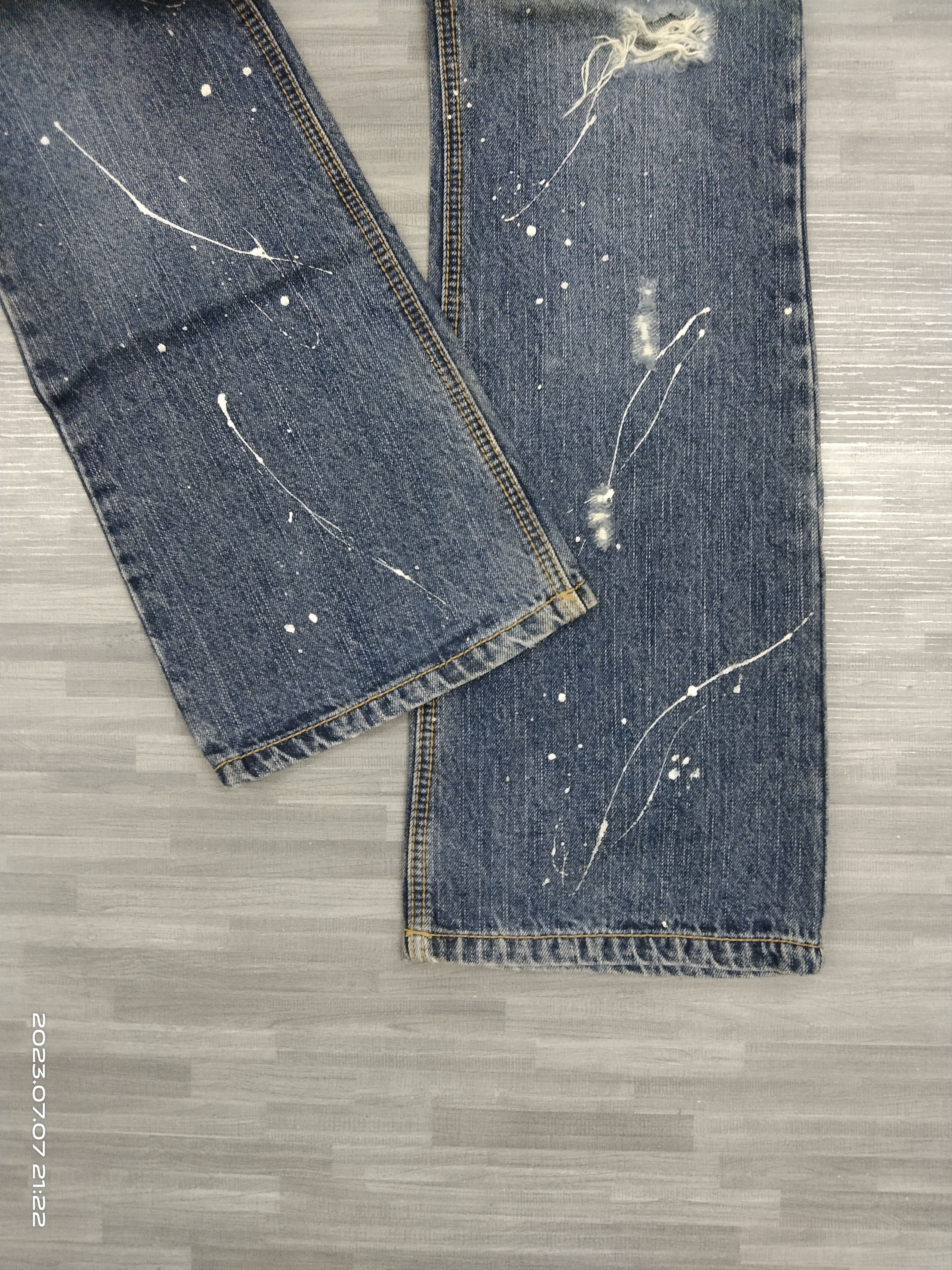 Art Comes First FLARE SPLATTED RIPED JOUER AUX DENIM PANTS Size US 29 - 7 Thumbnail