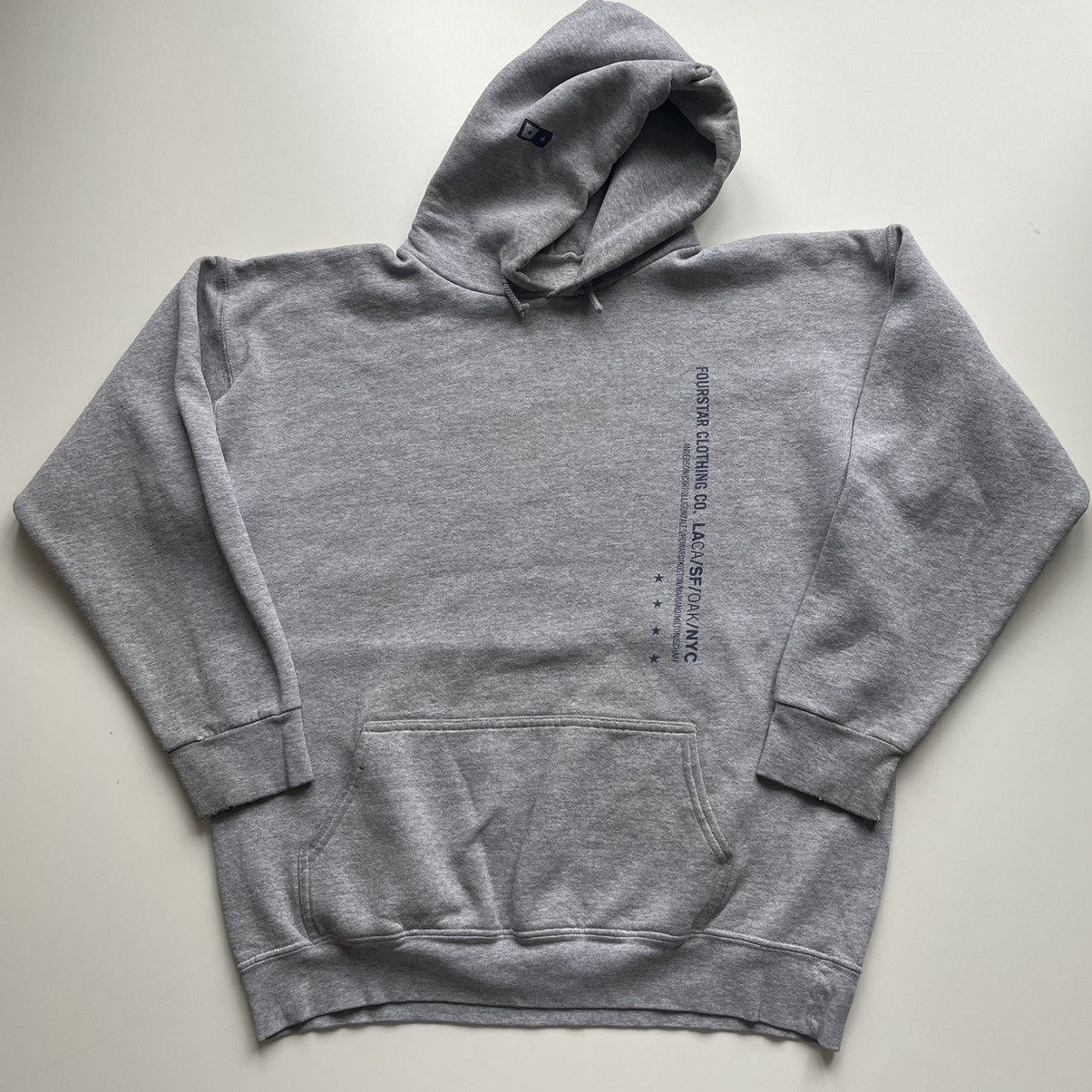image of Vintage Y2K Four Star Clothing Co Skateboarding Hoodie in Grey, Men's (Size Medium)