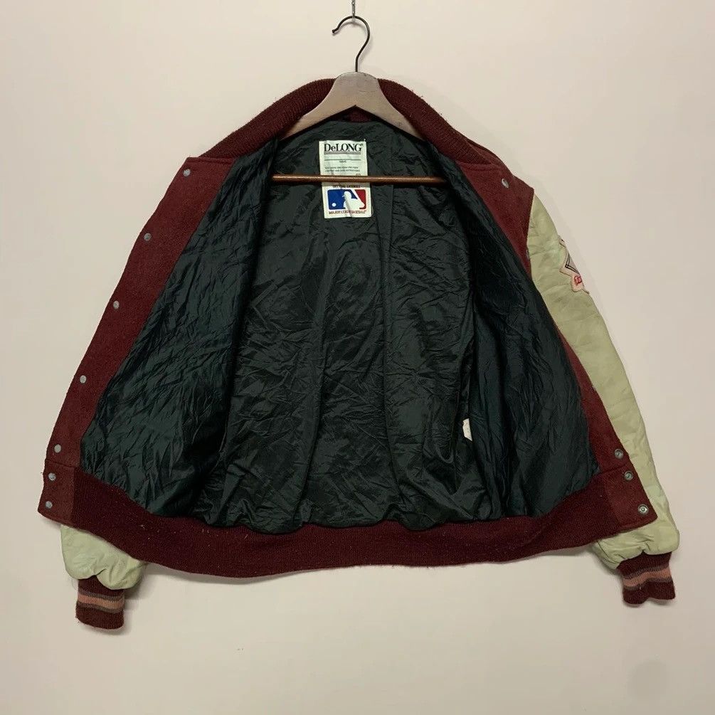 Delong × Vintage 1990’s Vintage Delong MLB Varsity Jacket Leather Sleeve Size US L / EU 52-54 / 3 - 9 Thumbnail