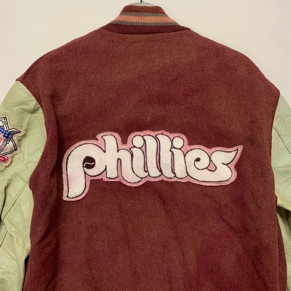 Delong × Vintage 1990’s Vintage Delong MLB Varsity Jacket Leather Sleeve Size US L / EU 52-54 / 3 - 13 Thumbnail