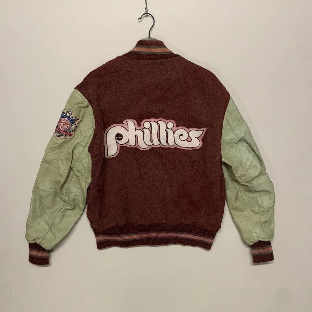 Delong × Vintage 1990’s Vintage Delong MLB Varsity Jacket Leather Sleeve Size US L / EU 52-54 / 3 - 1 Thumbnail