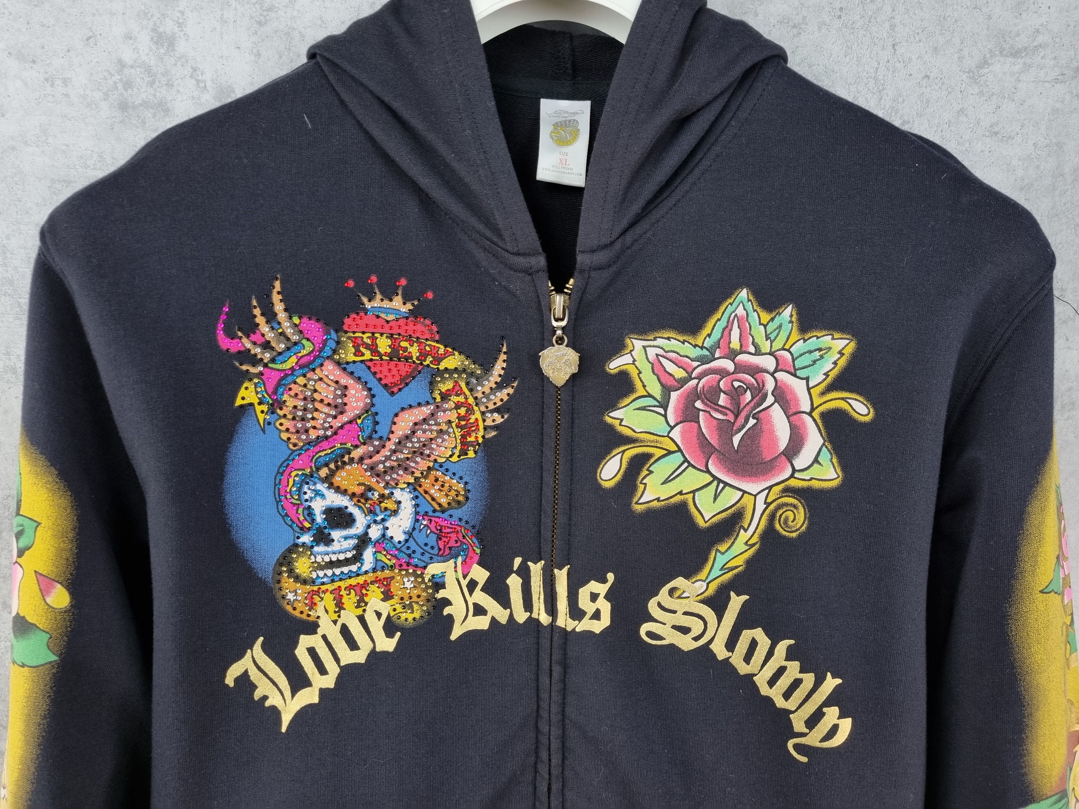 Christian Audigier × Ed Hardy Vintage ED HARDY Zipped Hoodie Rare Design Size US M / EU 48-50 / 2 - 7 Thumbnail