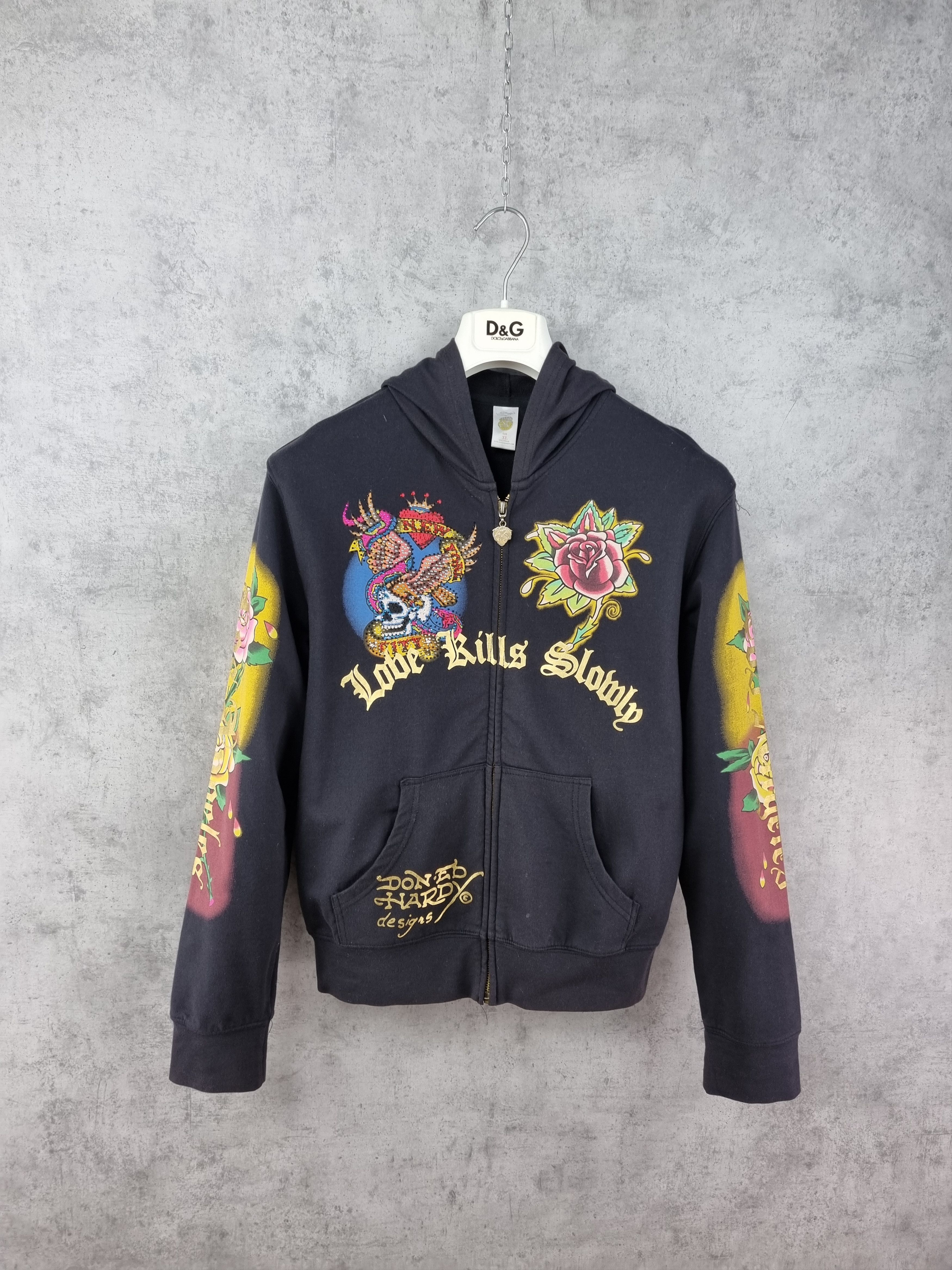 Christian Audigier × Ed Hardy Vintage ED HARDY Zipped Hoodie Rare Design Size US M / EU 48-50 / 2 - 18 Thumbnail