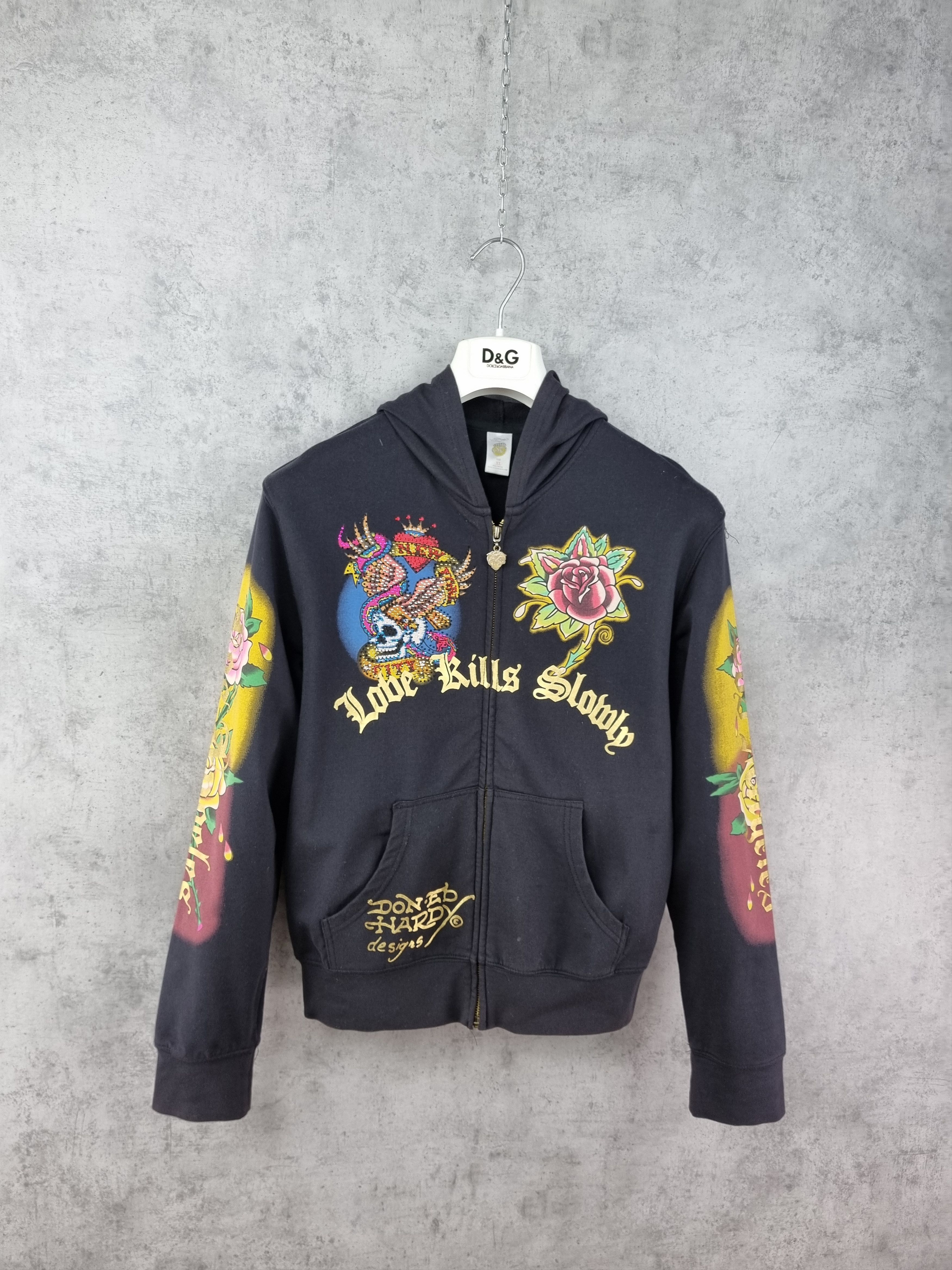Christian Audigier × Ed Hardy Vintage ED HARDY Zipped Hoodie Rare Design Size US M / EU 48-50 / 2 - 2 Thumbnail