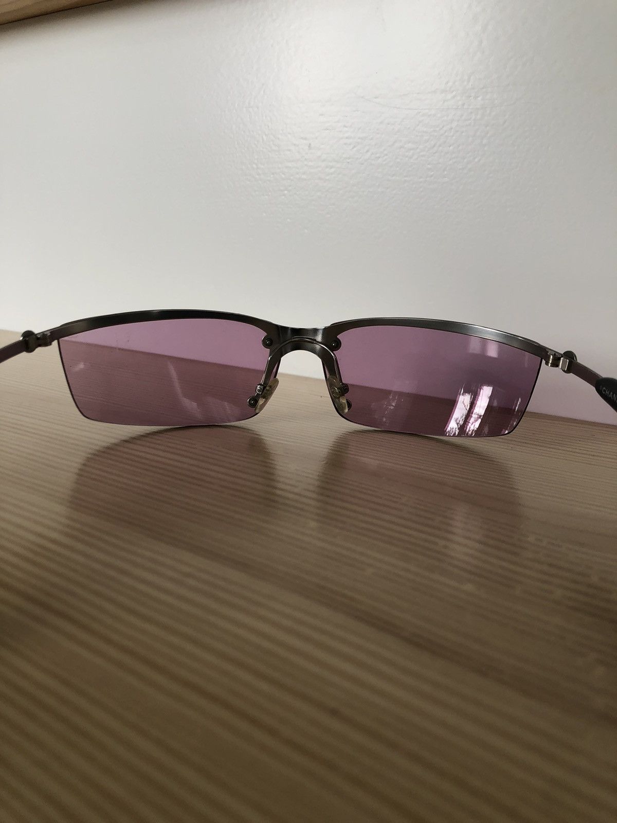 Chanel Chanel Rimless Sunglasses Pink Lenses CC Logo Made Italy Size ONE SIZE - 8 Thumbnail