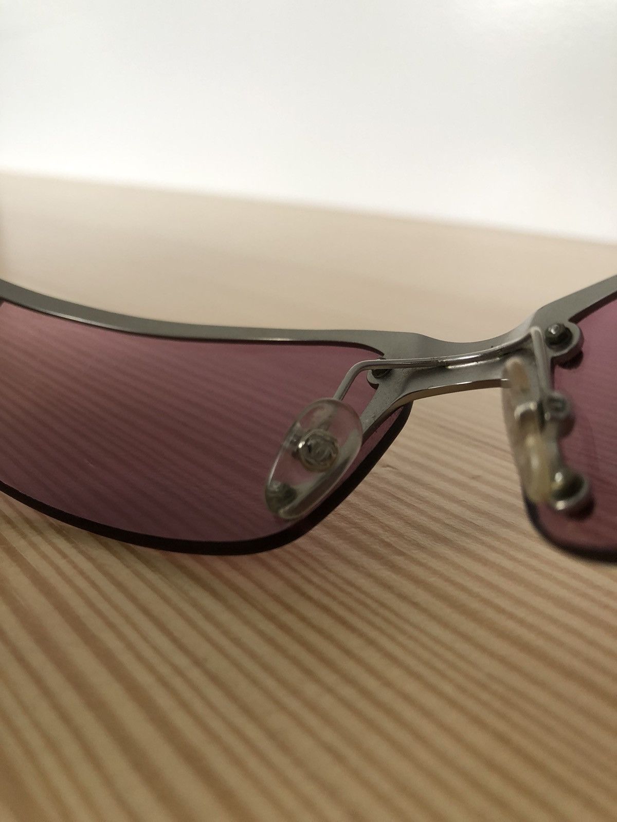 Chanel Chanel Rimless Sunglasses Pink Lenses CC Logo Made Italy Size ONE SIZE - 9 Thumbnail