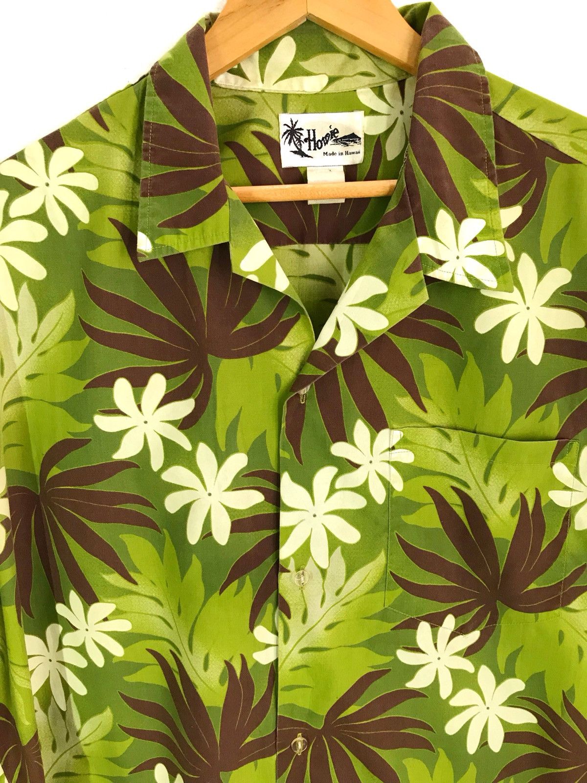 Vintage Vvintage HOWIE Green Brown Floral Flower Camp Collar Size US XL / EU 56 / 4 - 4 Thumbnail