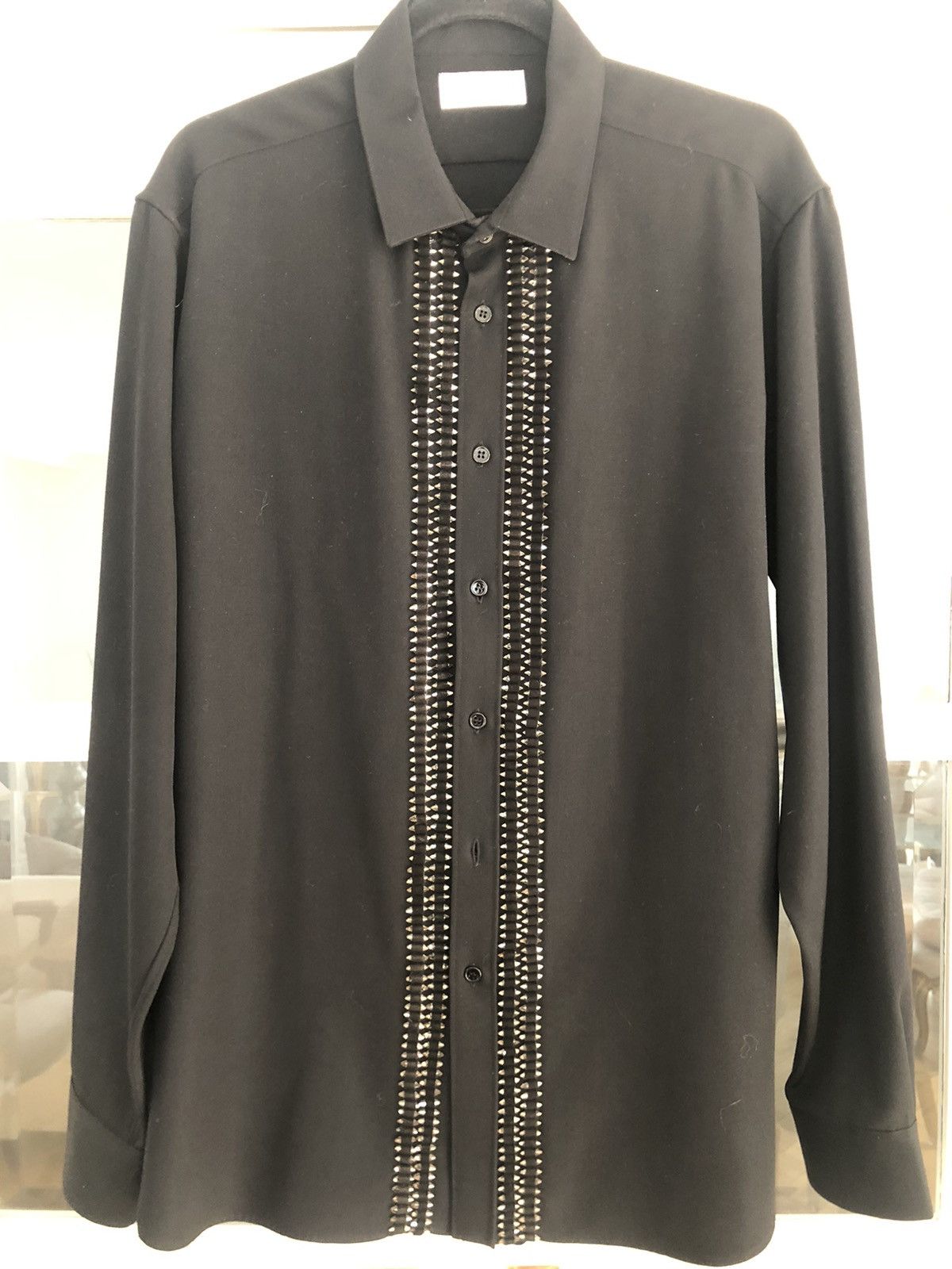 Saint Laurent Paris AW13 RARE Crystal/Rhinestone black wool shirt Size US L / EU 52-54 / 3 - 1 Thumbnail