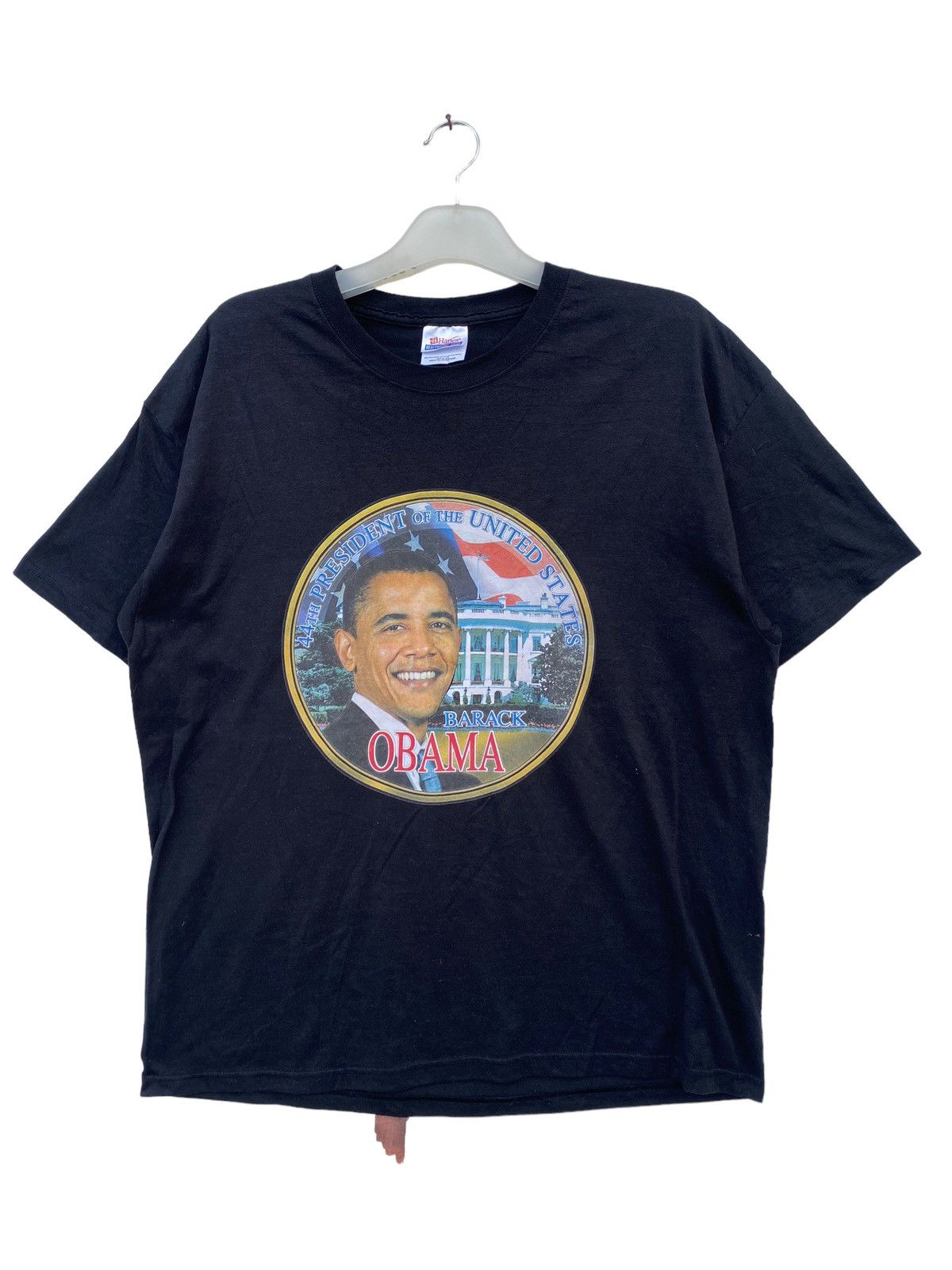 image of Hanes x Obama 44Th Usa President Tees in Black, Men's (Size XL)