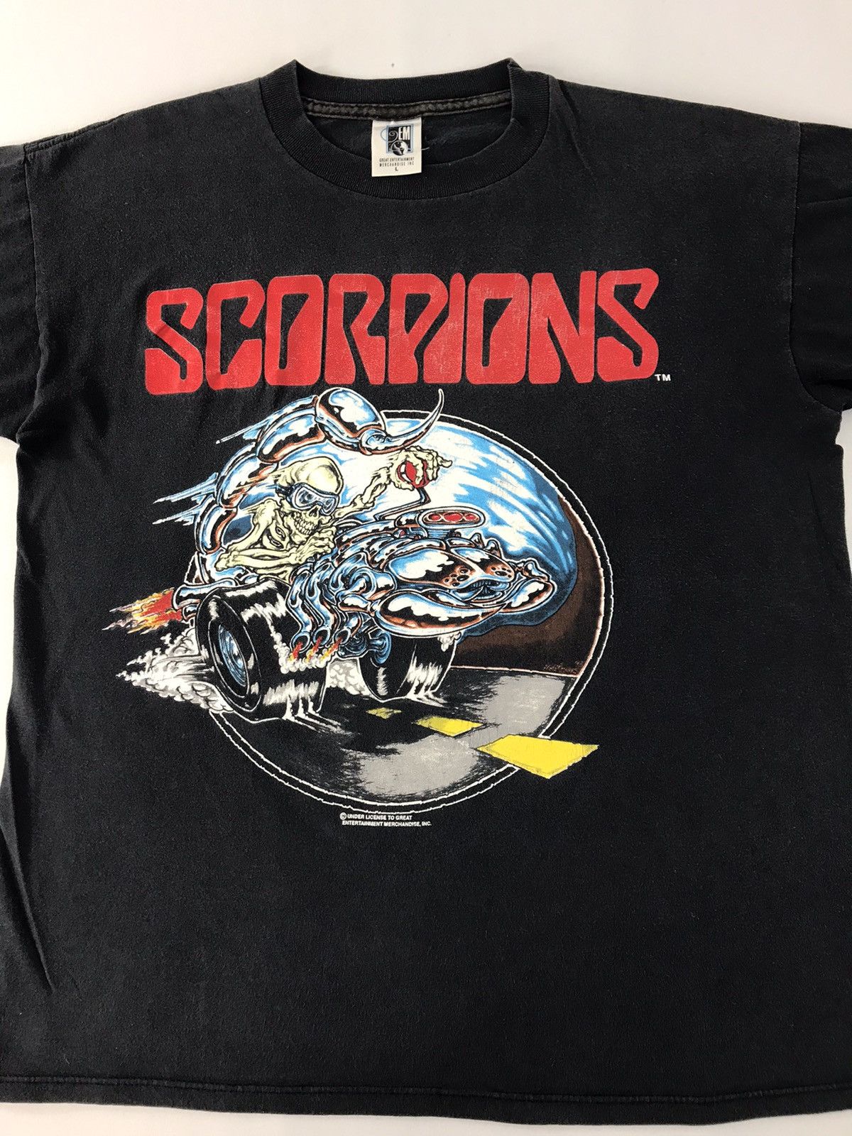 Band Tees 90s GEM Scorpions Crazy Biker World Tour 1990 Tee Size US L / EU 52-54 / 3 - 3 Thumbnail