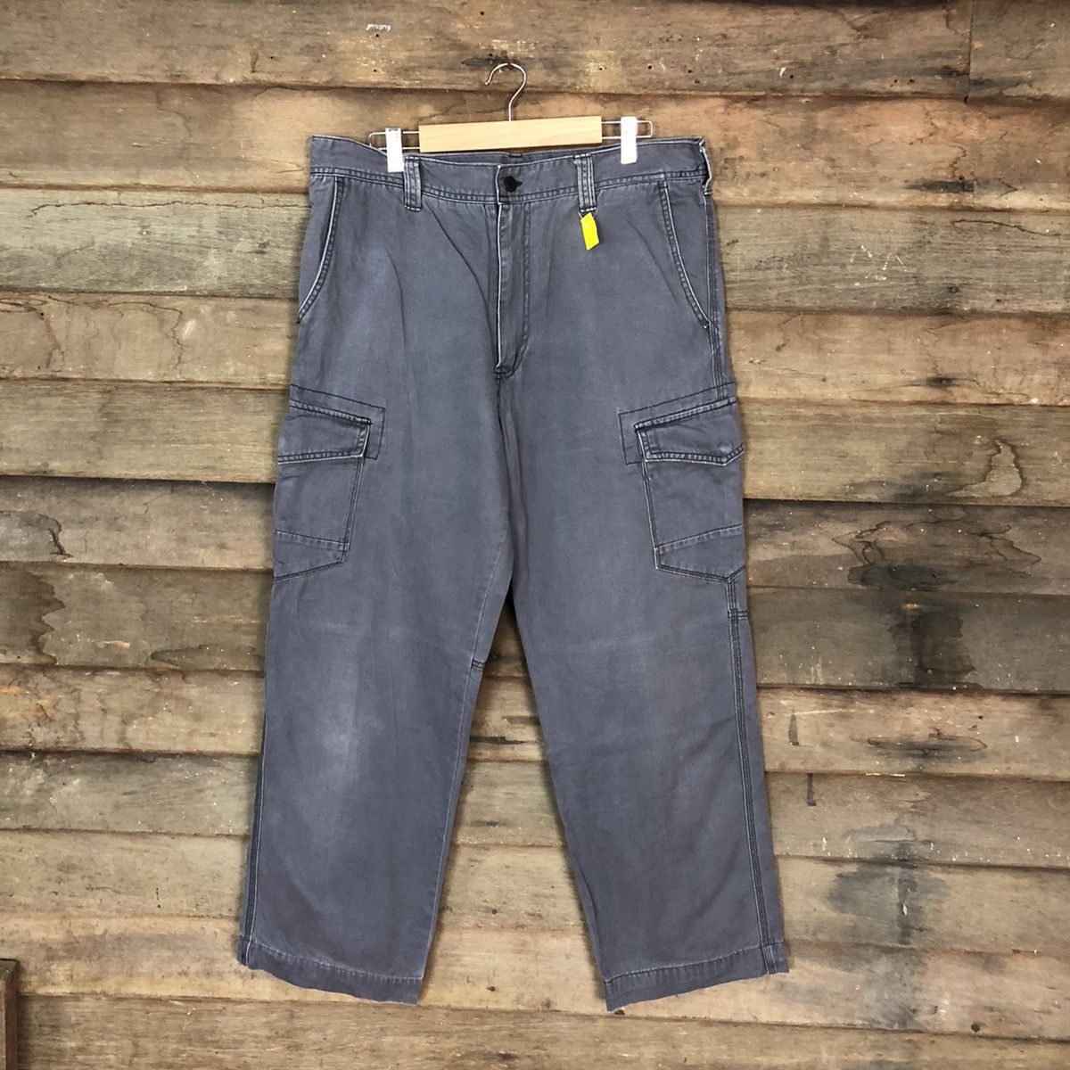 Japanese Brand Even River Grey faded utility tactical Cargo Pants #3417 Size US 35 - 1 Thumbnail