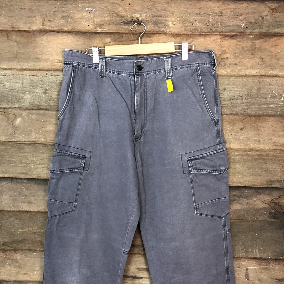Japanese Brand Even River Grey faded utility tactical Cargo Pants #3417 Size US 35 - 2 Thumbnail