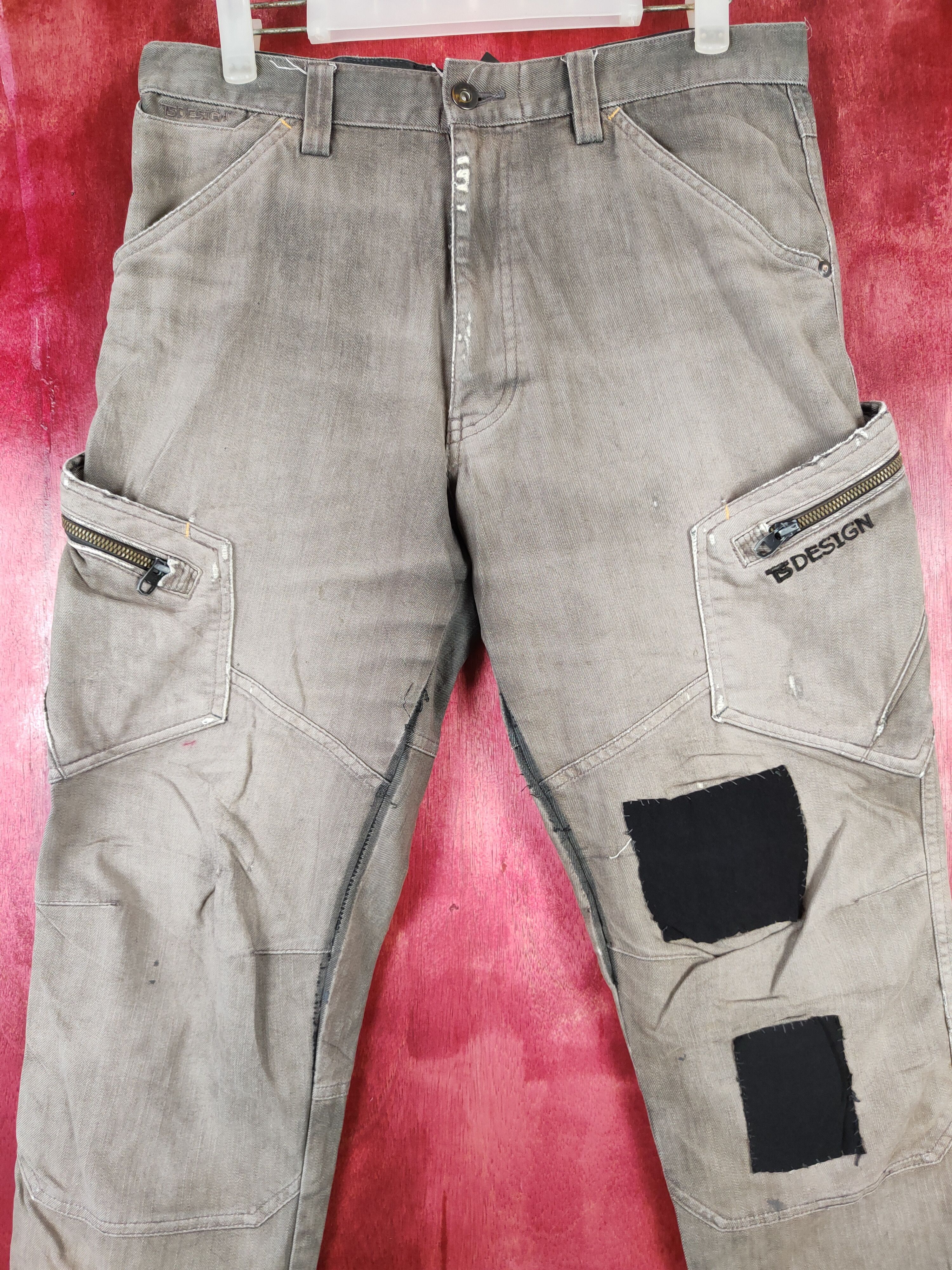 Japanese Brand × Vintage TS Design Brown patchwork multi pocket cargo pants #4682 Size US 31 - 2 Thumbnail