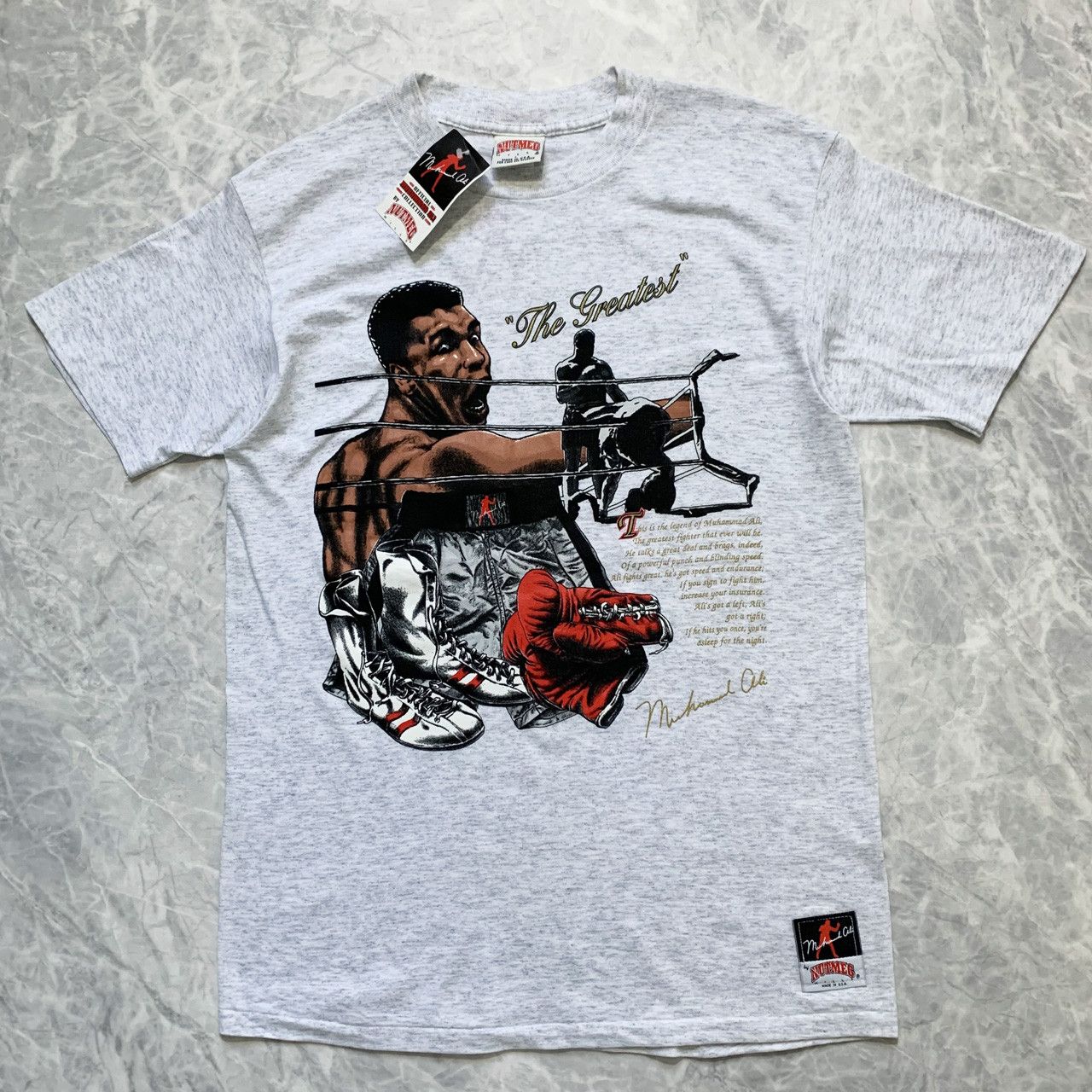 Nutmeg × Vintage VTG 90s DS MUHAMMAD ALI BOXING NUTMEG MILLS T-SHIRT Size US L / EU 52-54 / 3 - 1 Thumbnail