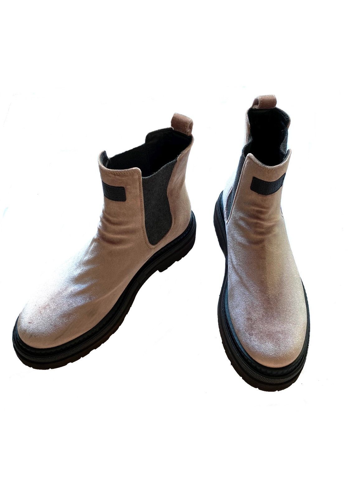 Brunello Cucinelli Pastel Pink Velvet Chunky Chelsea Boots Size US 6.5 / EU 39-40 - 3 Thumbnail