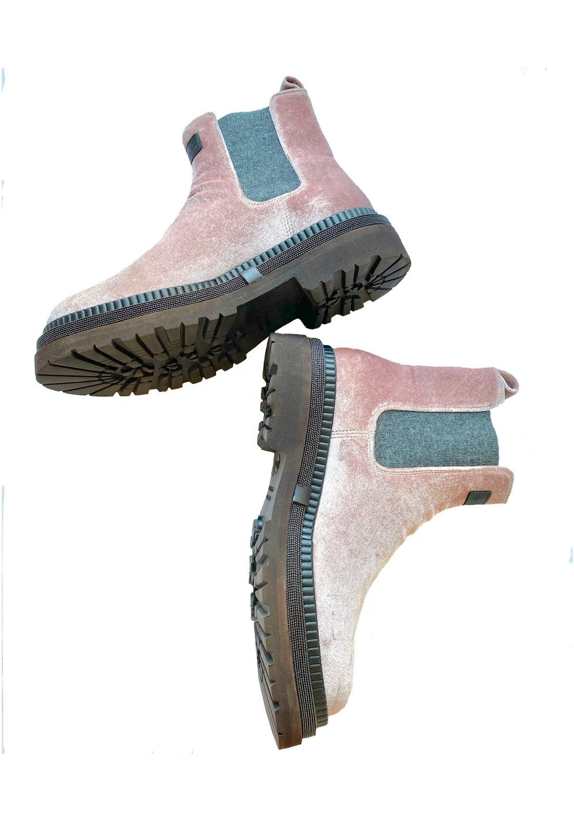 Brunello Cucinelli Pastel Pink Velvet Chunky Chelsea Boots Size US 6.5 / EU 39-40 - 5 Thumbnail
