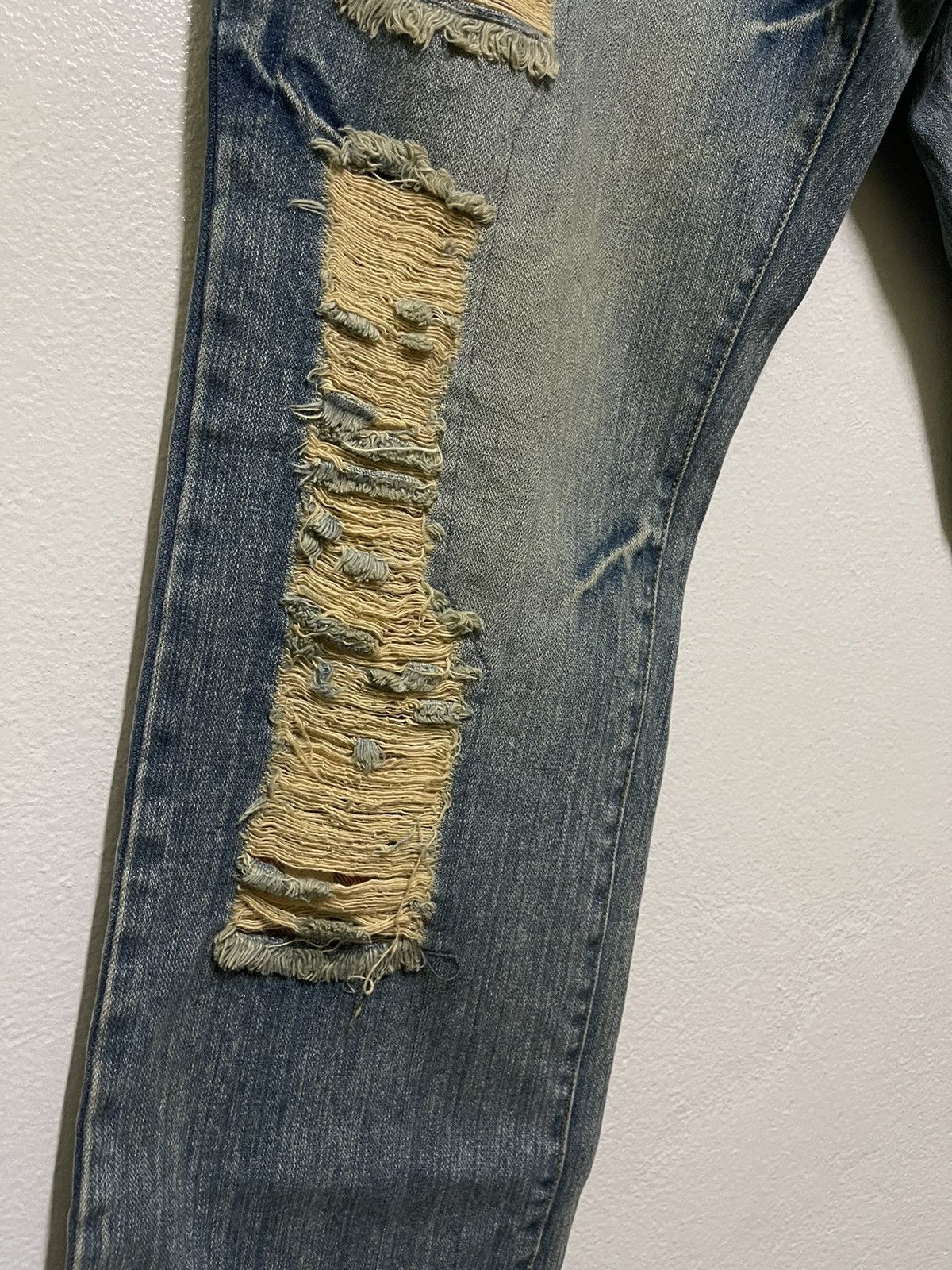 Japanese Brand Ripped Jeans Thrashed Rare Streetwear Size US 33 - 3 Thumbnail