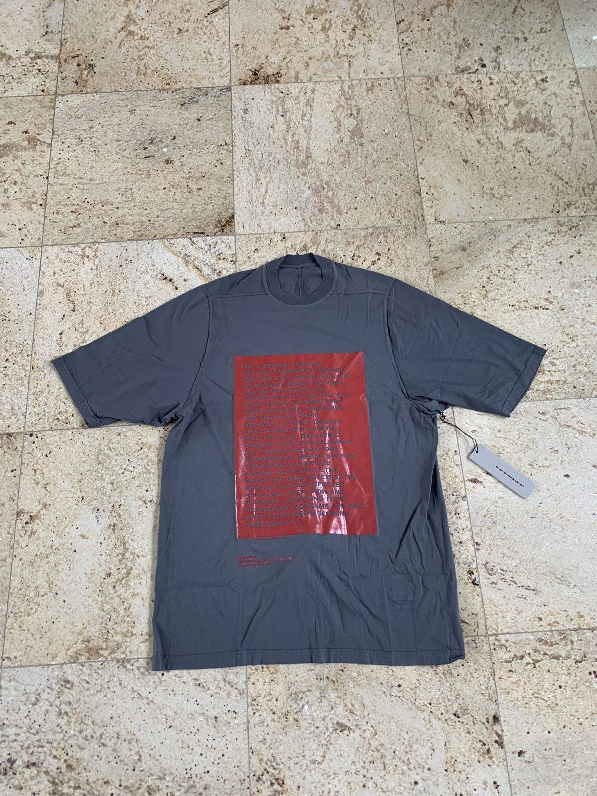 image of Rick Owens Drkshdw Fw19 Flint Jumbo Tee in Flint/Cherry, Men's (Size Small)