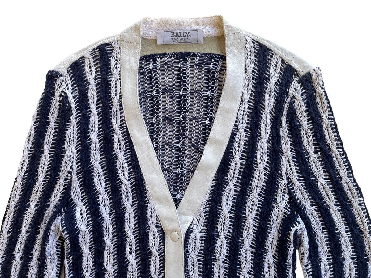 Bally Vintage Bally Luxury Cable Knitted Leather Cardigan Size S / US 4 / IT 40 - 5 Thumbnail