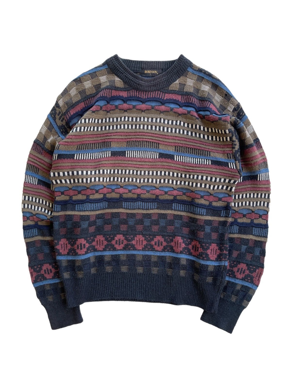 image of Aran Isles Knitwear x Coloured Cable Knit Sweater Vintage 90's Robinson Cable Knitted Sweater (Size