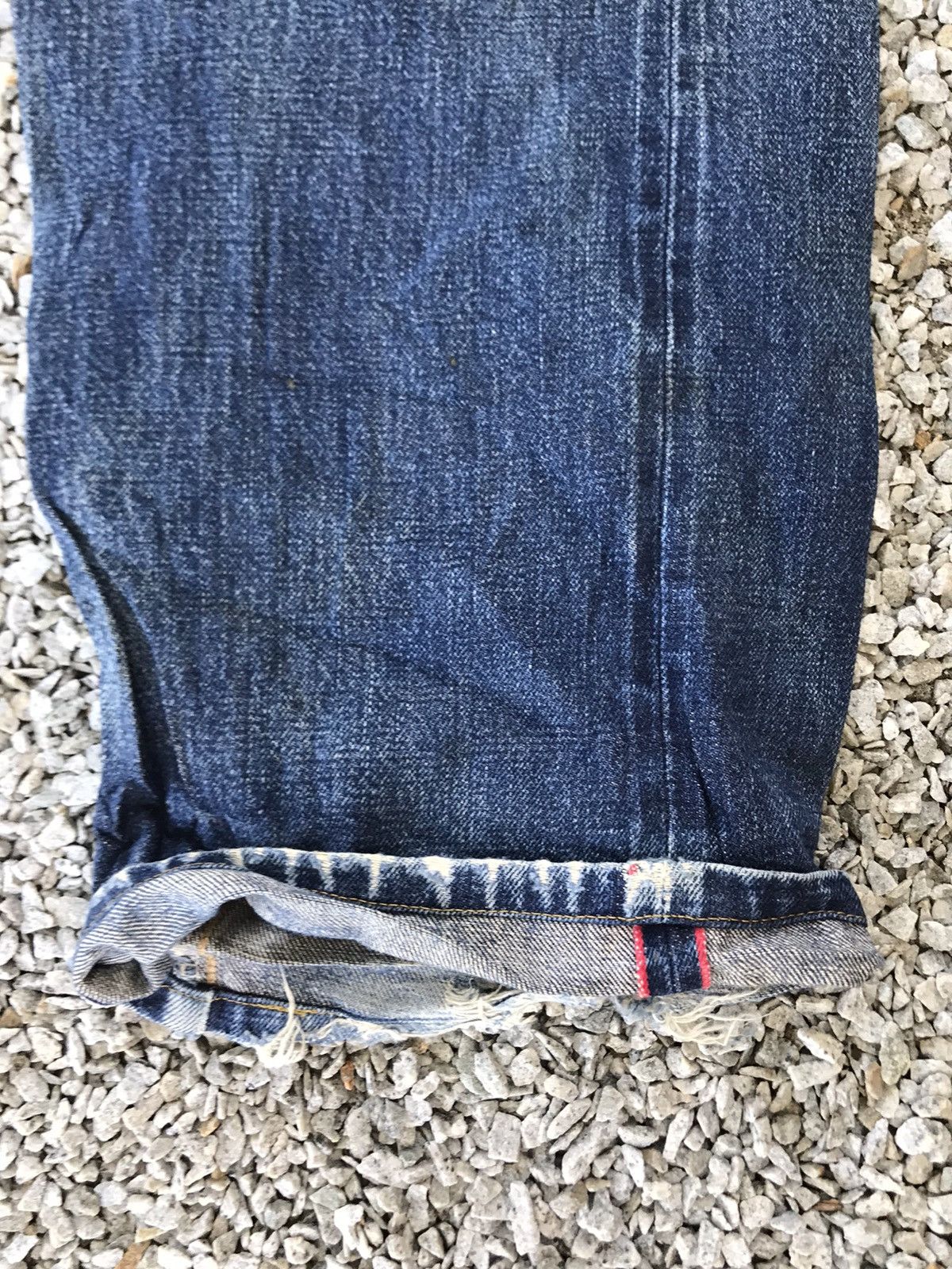 Okura DISTRESSED Thrashed Okura Indigo SELVEDGE JAPAN denim Baggy Size US 33 - 3 Thumbnail