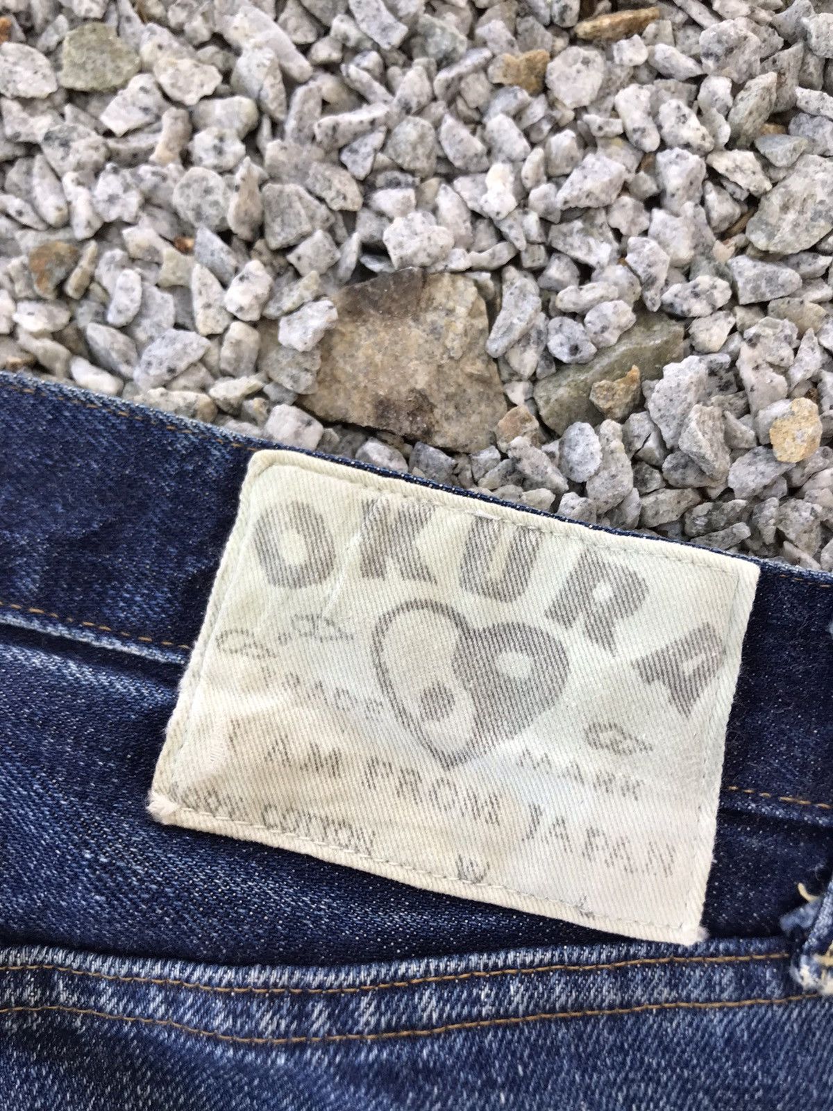 Okura DISTRESSED Thrashed Okura Indigo SELVEDGE JAPAN denim Baggy Size US 33 - 13 Thumbnail