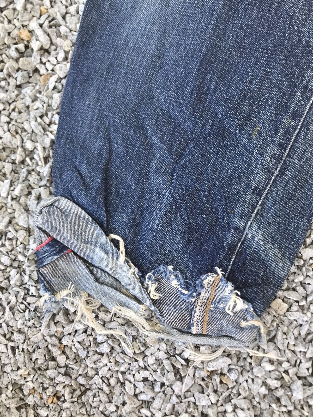 Okura DISTRESSED Thrashed Okura Indigo SELVEDGE JAPAN denim Baggy Size US 33 - 4 Thumbnail