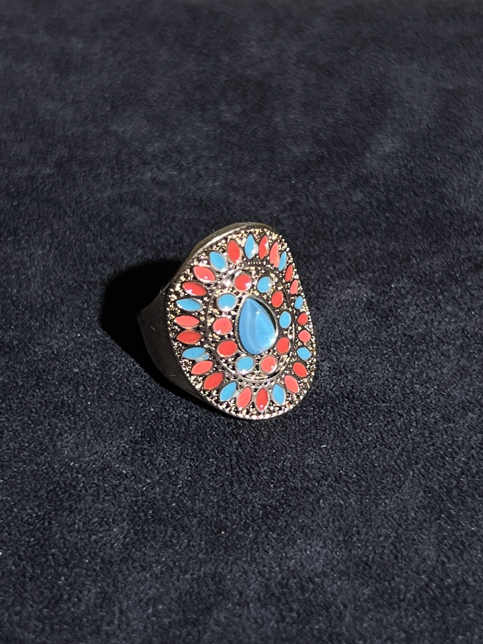 Jewelry Ethnic Bohemian Gold Faux Gemstone Ring Size 6.5 Size ONE SIZE - 1 Thumbnail