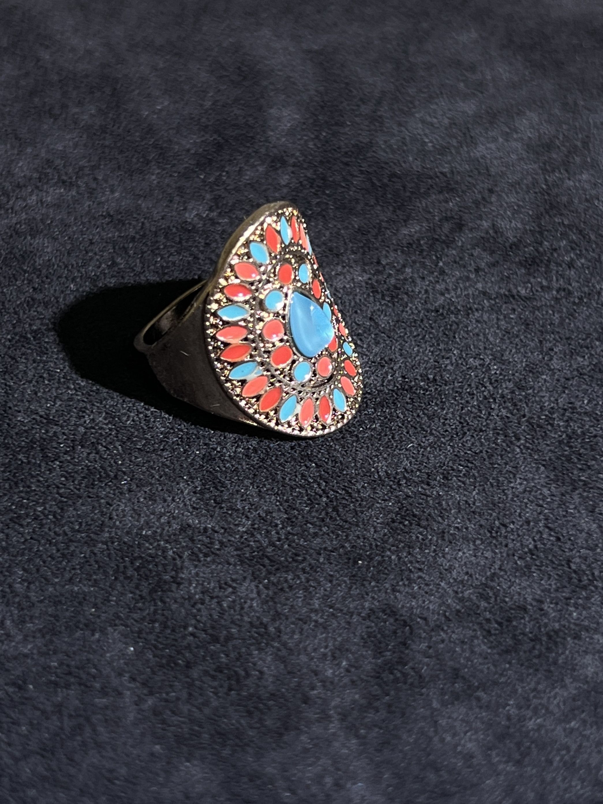 Jewelry Ethnic Bohemian Gold Faux Gemstone Ring Size 6.5 Size ONE SIZE - 2 Thumbnail