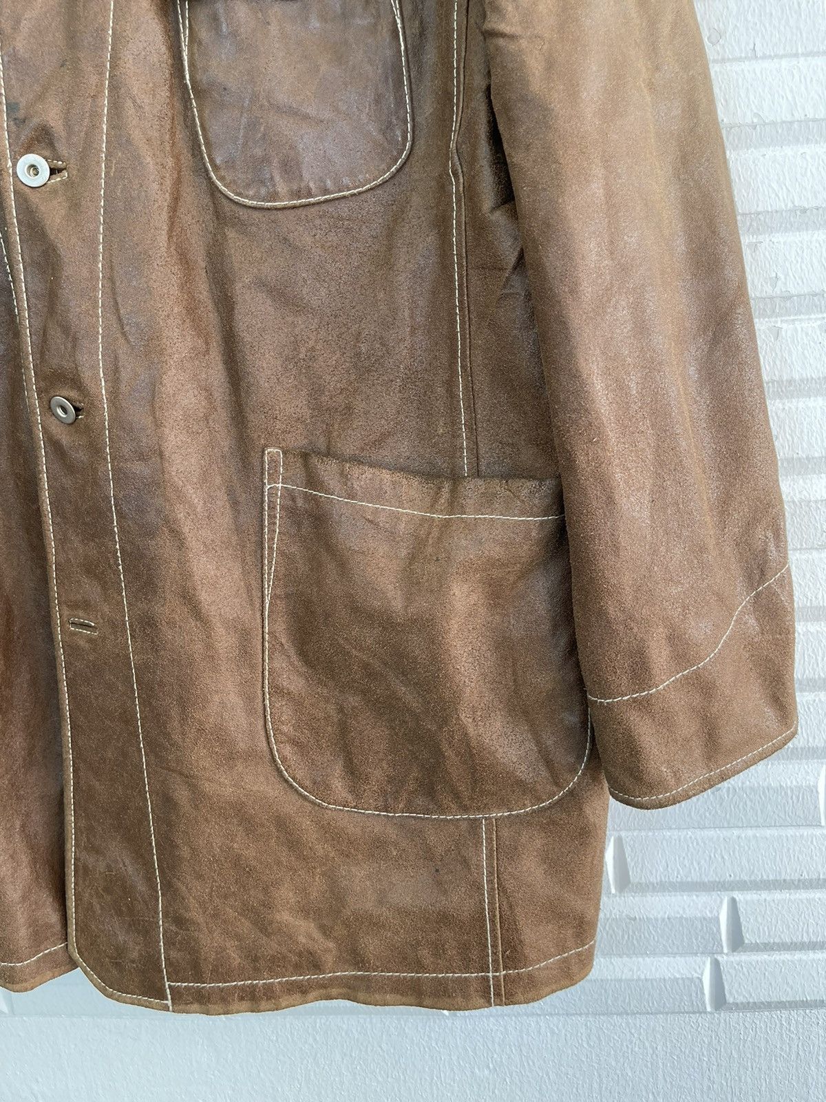 Vintage VINTAGE DICKIES COATED LEATHER WORKER JACKET Size US XXL / EU 58 / 5 - 6 Thumbnail