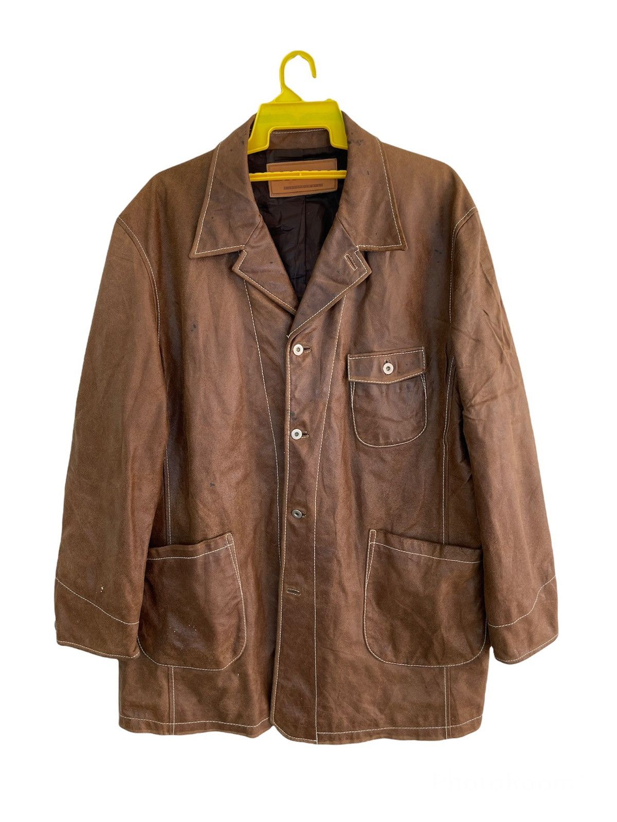 Vintage VINTAGE DICKIES COATED LEATHER WORKER JACKET Size US XXL / EU 58 / 5 - 1 Thumbnail
