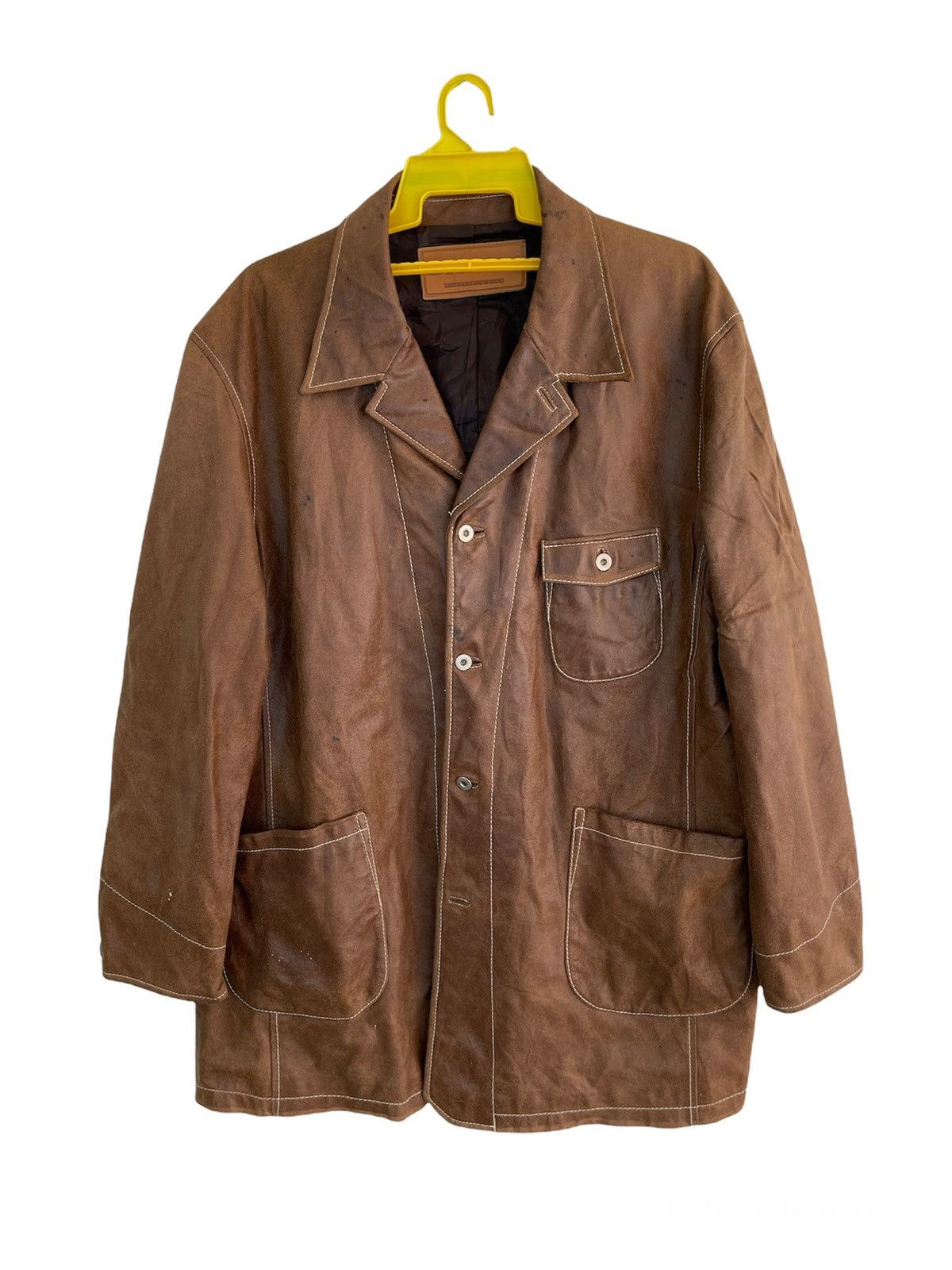 Vintage VINTAGE DICKIES COATED LEATHER WORKER JACKET Size US XXL / EU 58 / 5 - 2 Thumbnail