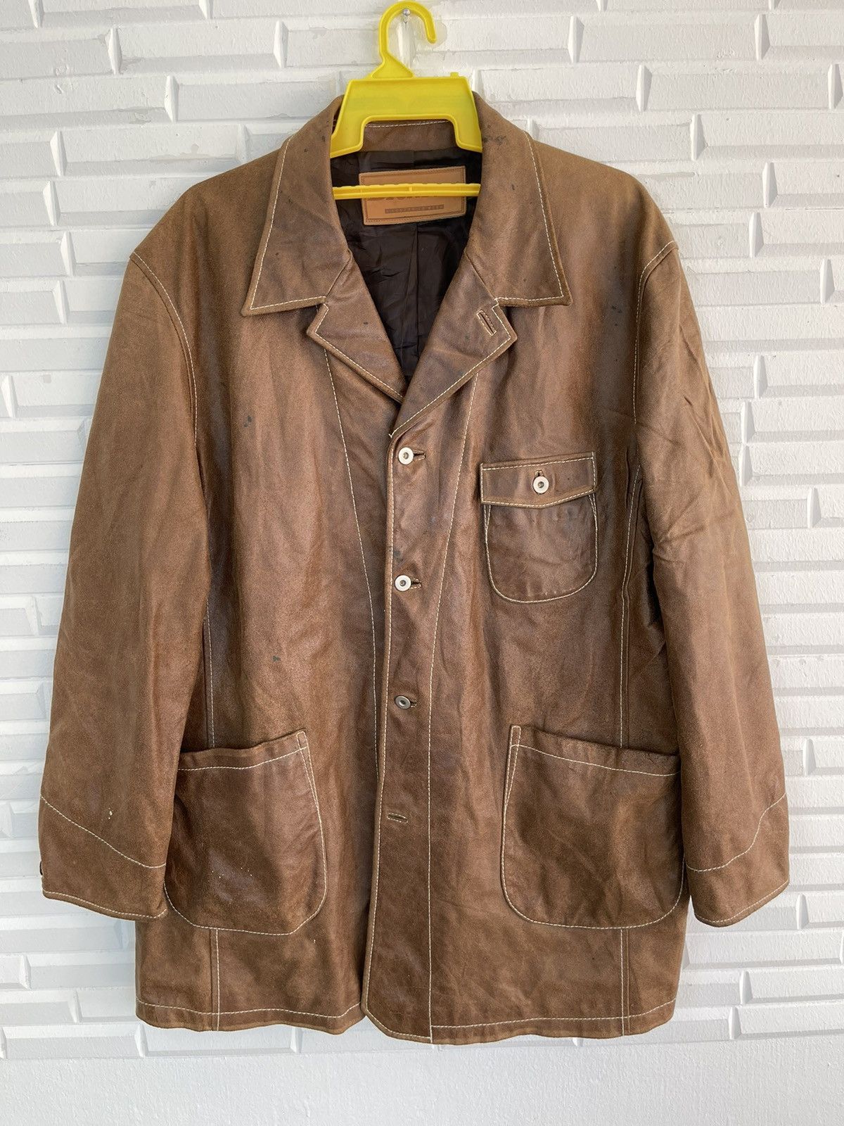 Vintage VINTAGE DICKIES COATED LEATHER WORKER JACKET Size US XXL / EU 58 / 5 - 3 Thumbnail