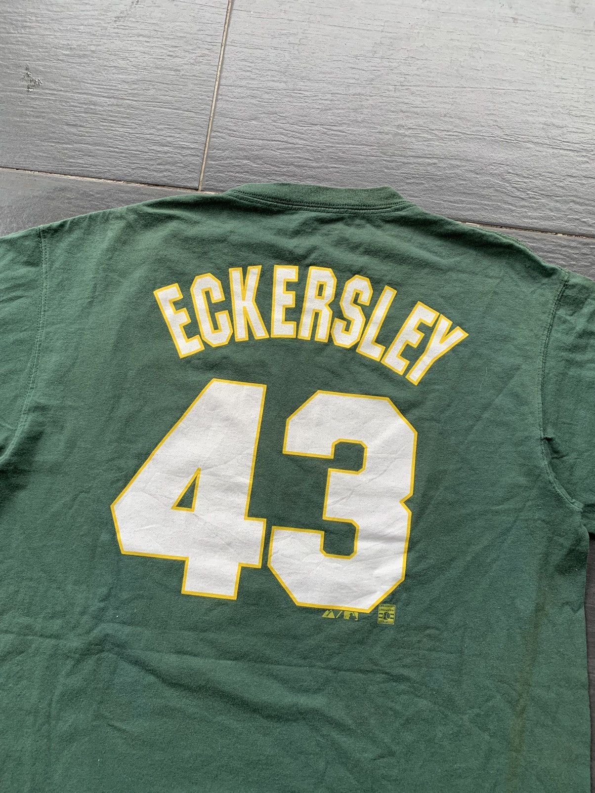Majestic × Vintage Vintage Oakland Athletic Eckersley No 43 Tshirt Size US L / EU 52-54 / 3 - 5 Thumbnail
