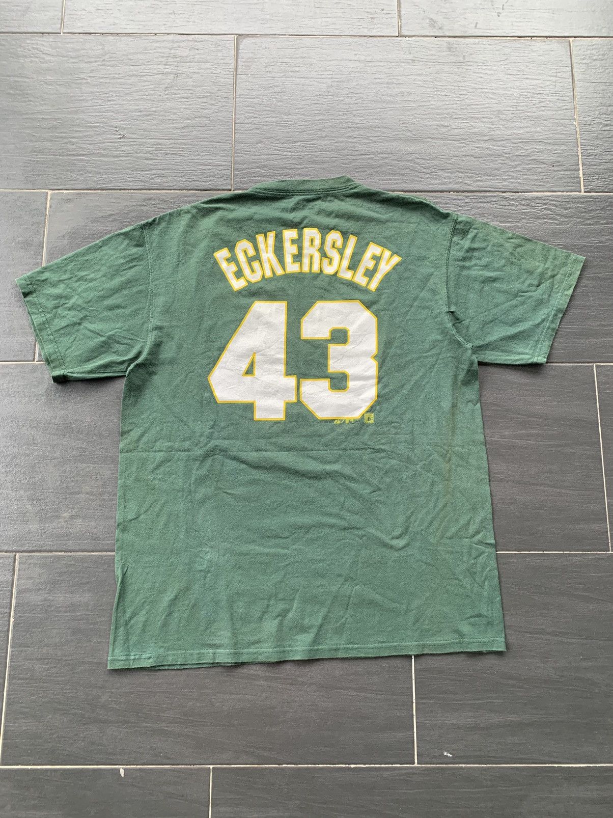 Majestic × Vintage Vintage Oakland Athletic Eckersley No 43 Tshirt Size US L / EU 52-54 / 3 - 4 Thumbnail