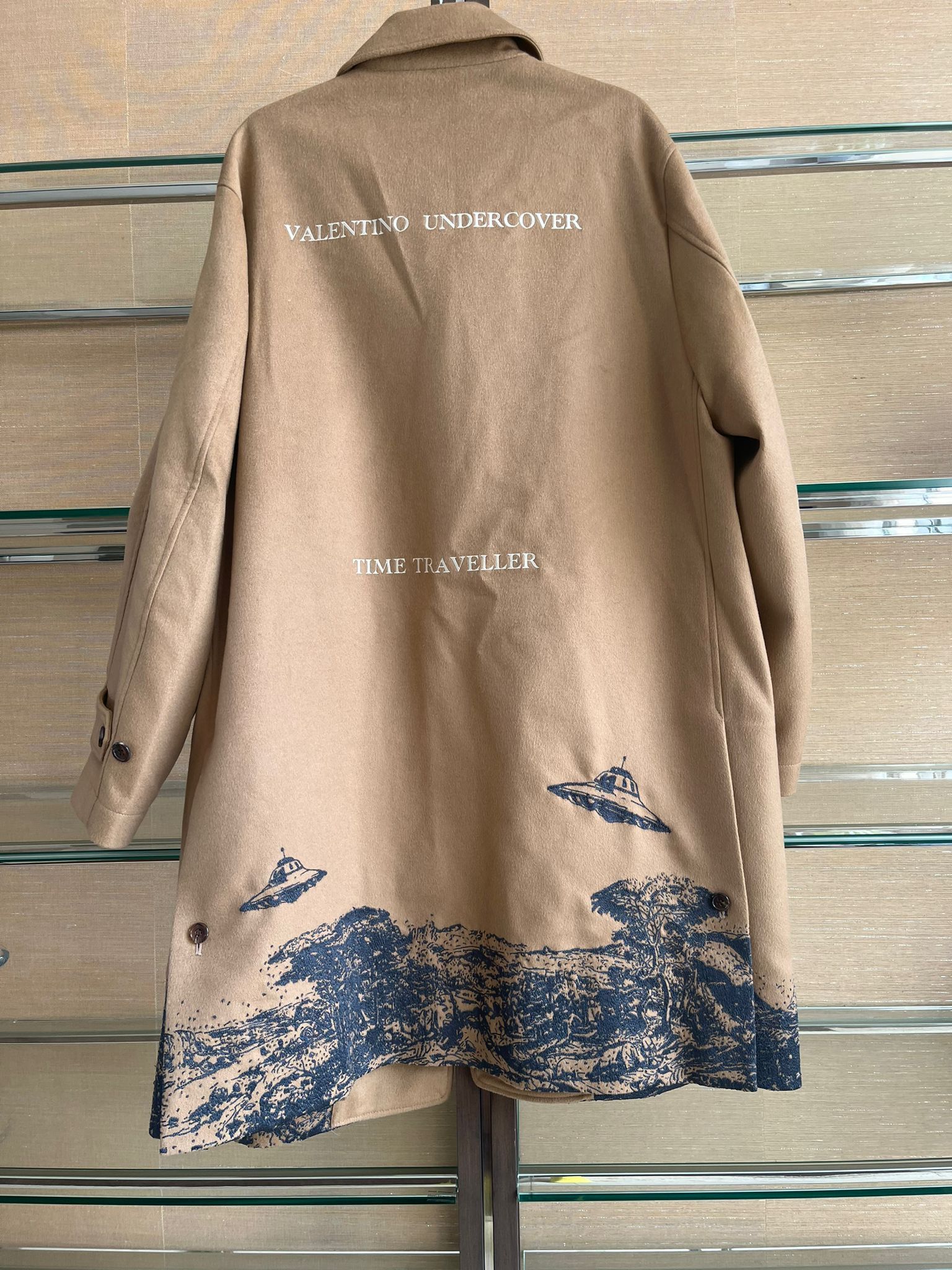 Cashmere Time Traveler Embroidered Coat in Camel