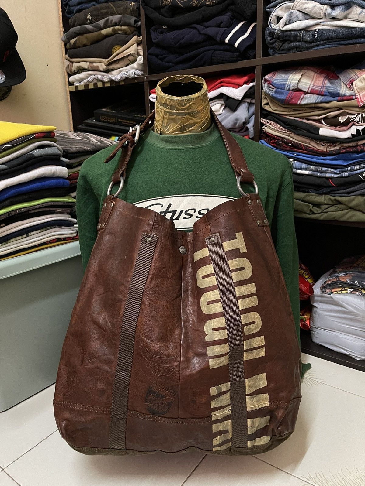 image of Military x Surplus Tough Jeans Leather Bag in Brown, Men's