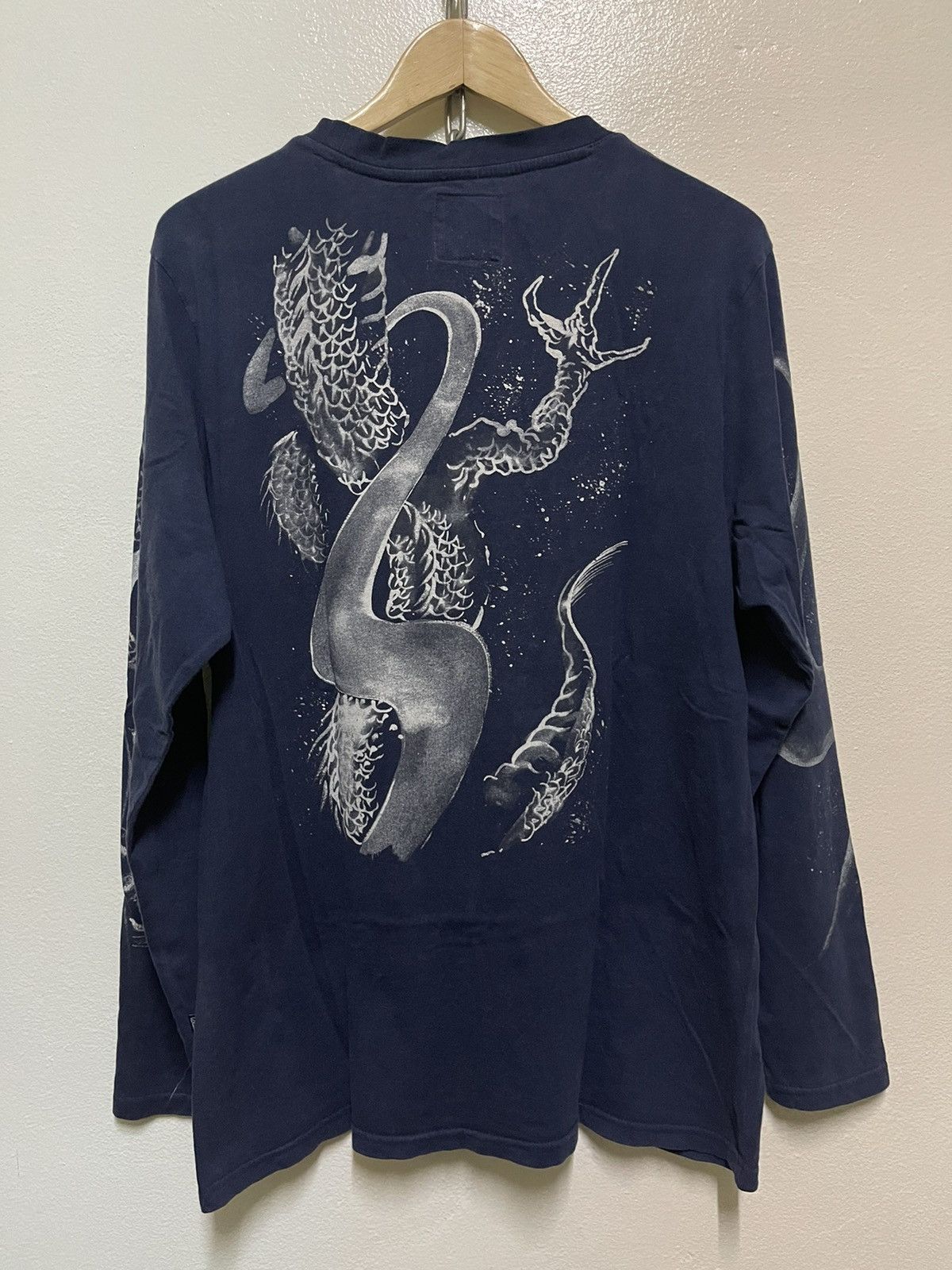 Japanese Brand Juraku Dragon Motive Long Sleeve T Shirt Size US XL / EU 56 / 4 - 10 Thumbnail