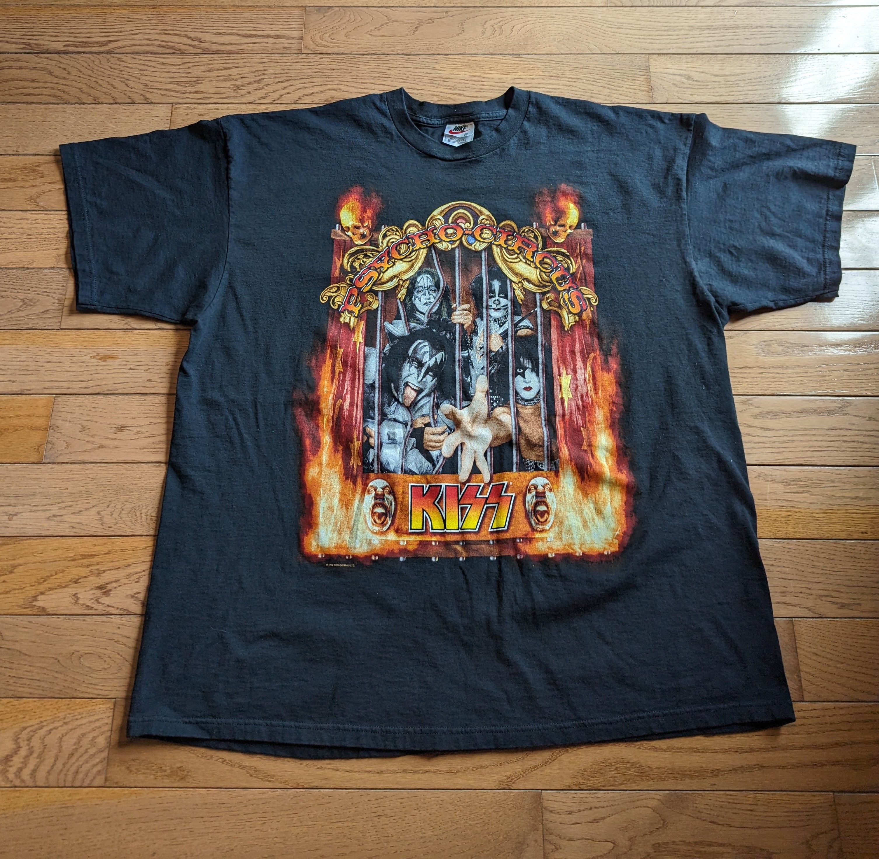 image of Band Tees x Tour Tee VTG 1998 Kiss Psycho Circus Nike Aop Double Sided Tee in Black (Size 2XL)