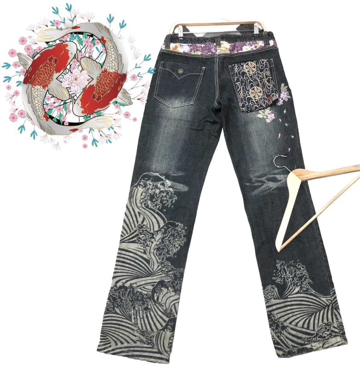 Japanese Brand VINTAGE GUMU SUKAJAN DRAGON EMBROIDERY DENIM Size US 34 / EU 50 - 2 Thumbnail