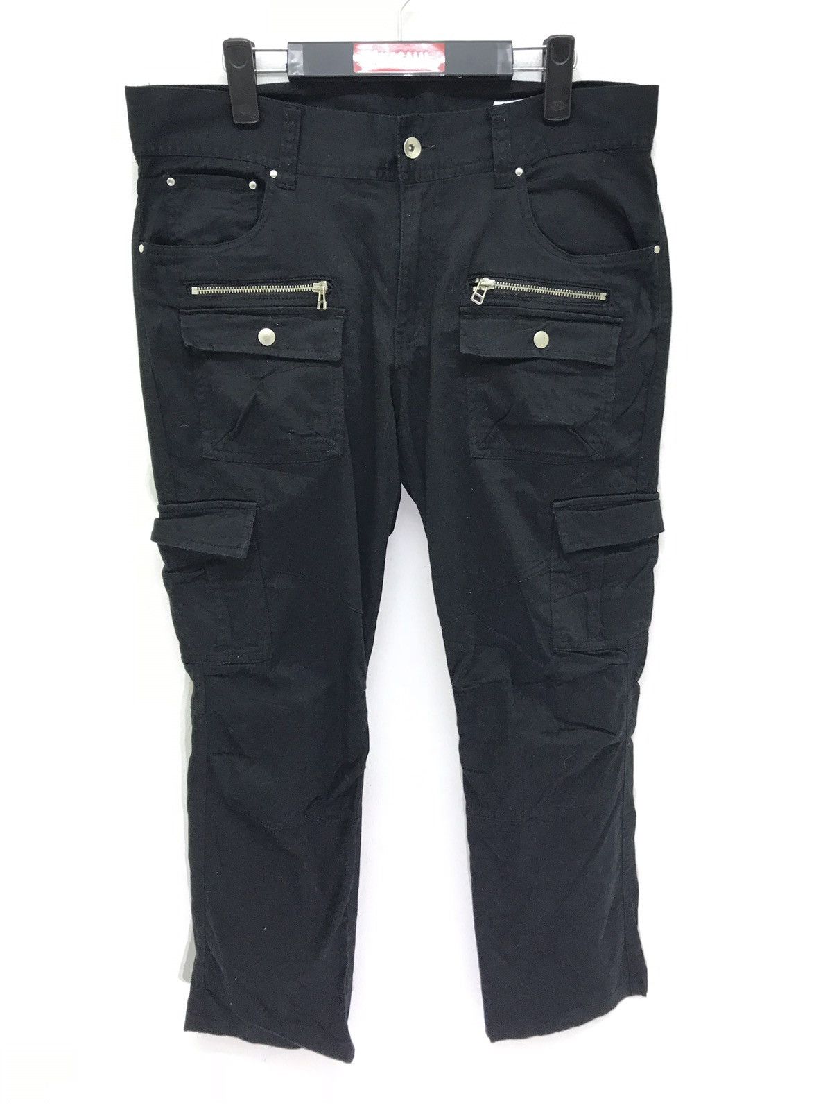 Japanese Brand Semantic Design Cargo Cropped Pant Black Slim Stretch Size US 34 / EU 50 - 2 Thumbnail