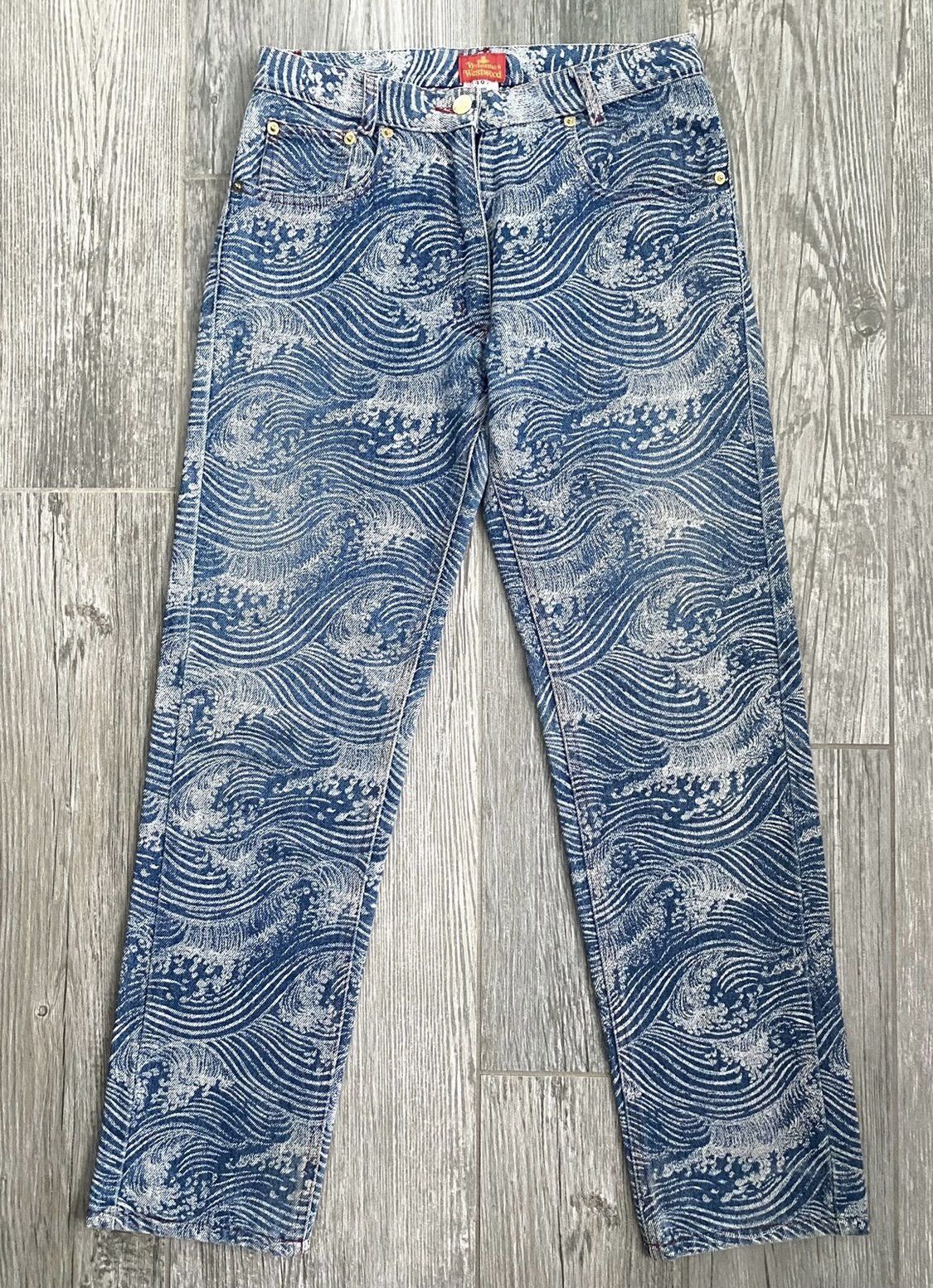 AW92 Vivienne Westwood The Great Wave Patterned Denim Pants