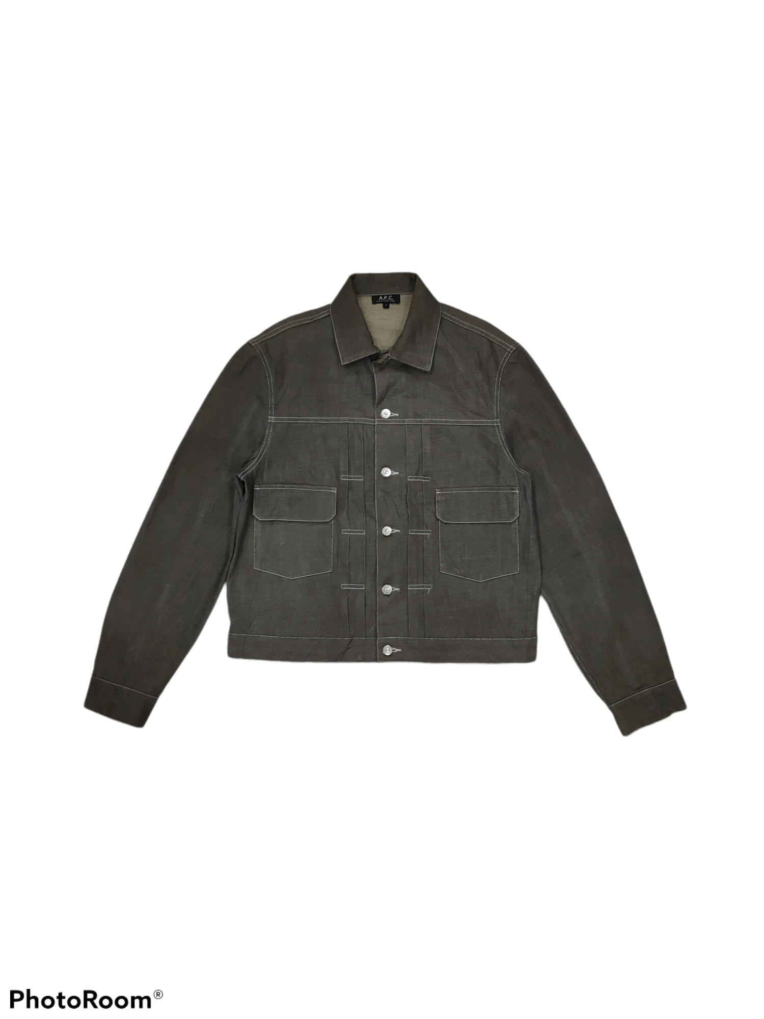 image of A P C Hiver 2000 Denim Jacket Size 2 Like New in Grey, Men's