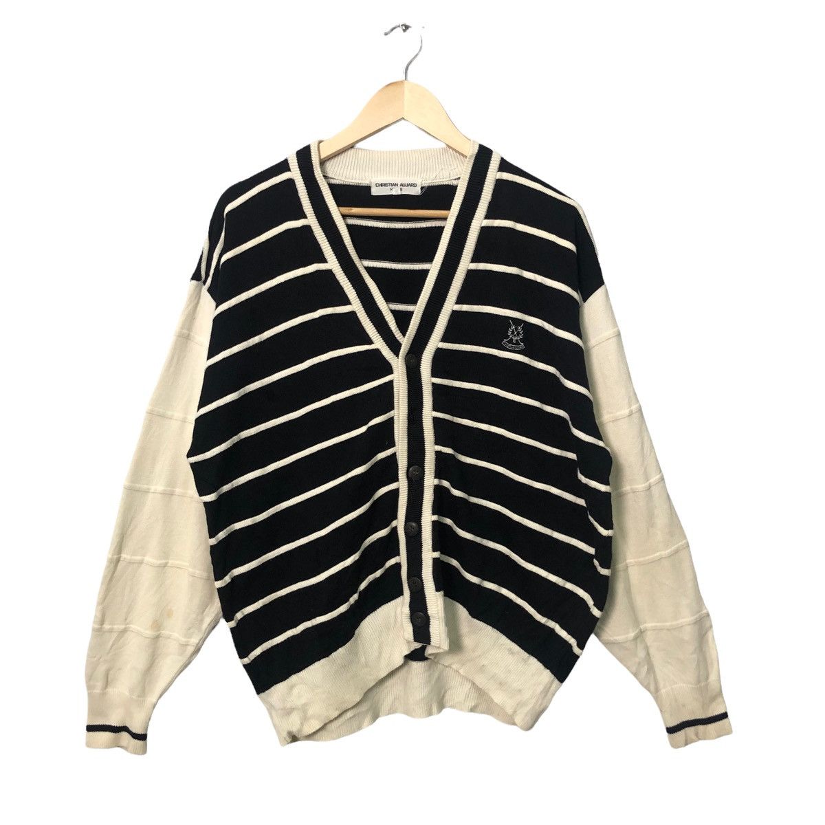 Vintage Christian Aujard Homme Striped Knitwear Cardigan