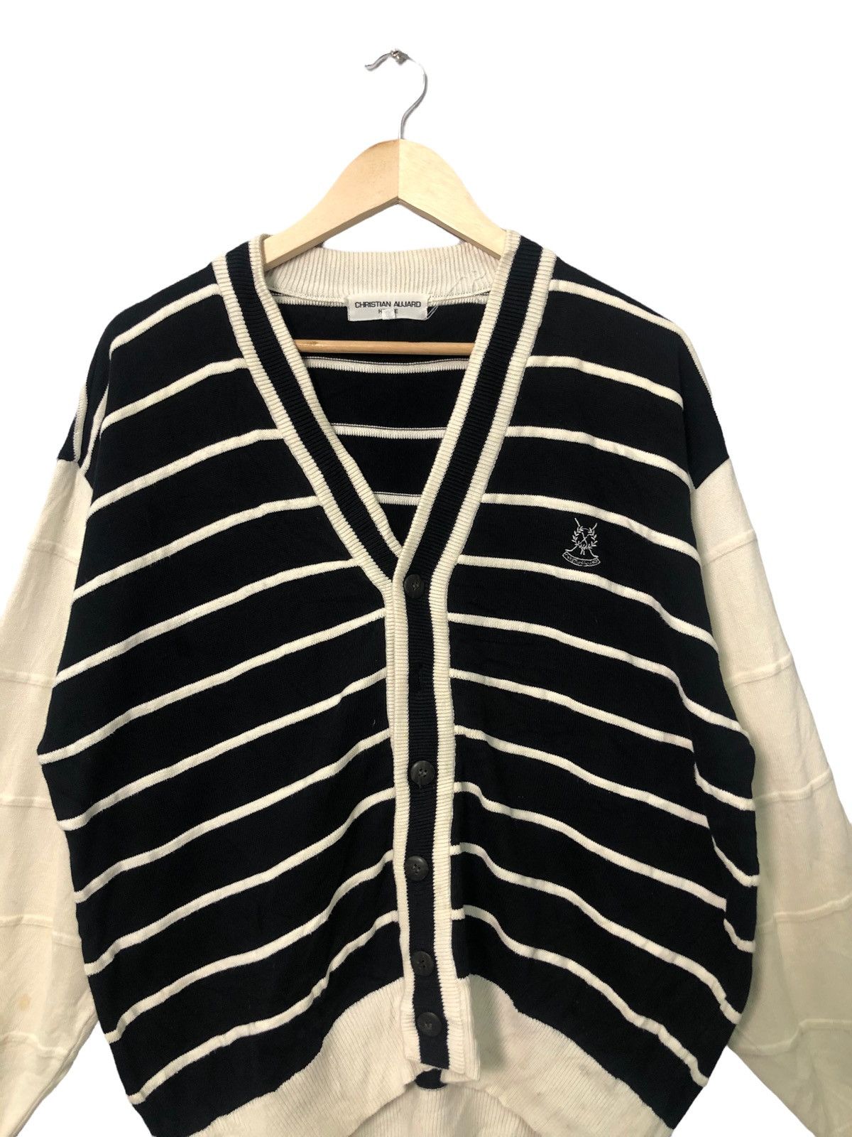 Aran Isles Knitwear Vintage Christian Aujard Homme Striped Knitwear Cardigan Size US L / EU 52-54 / 3 - 4 Thumbnail