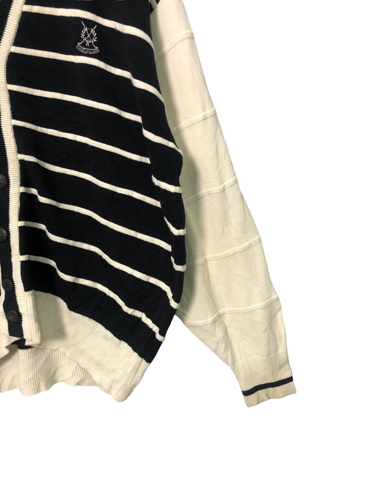 Aran Isles Knitwear Vintage Christian Aujard Homme Striped Knitwear Cardigan Size US L / EU 52-54 / 3 - 2 Thumbnail