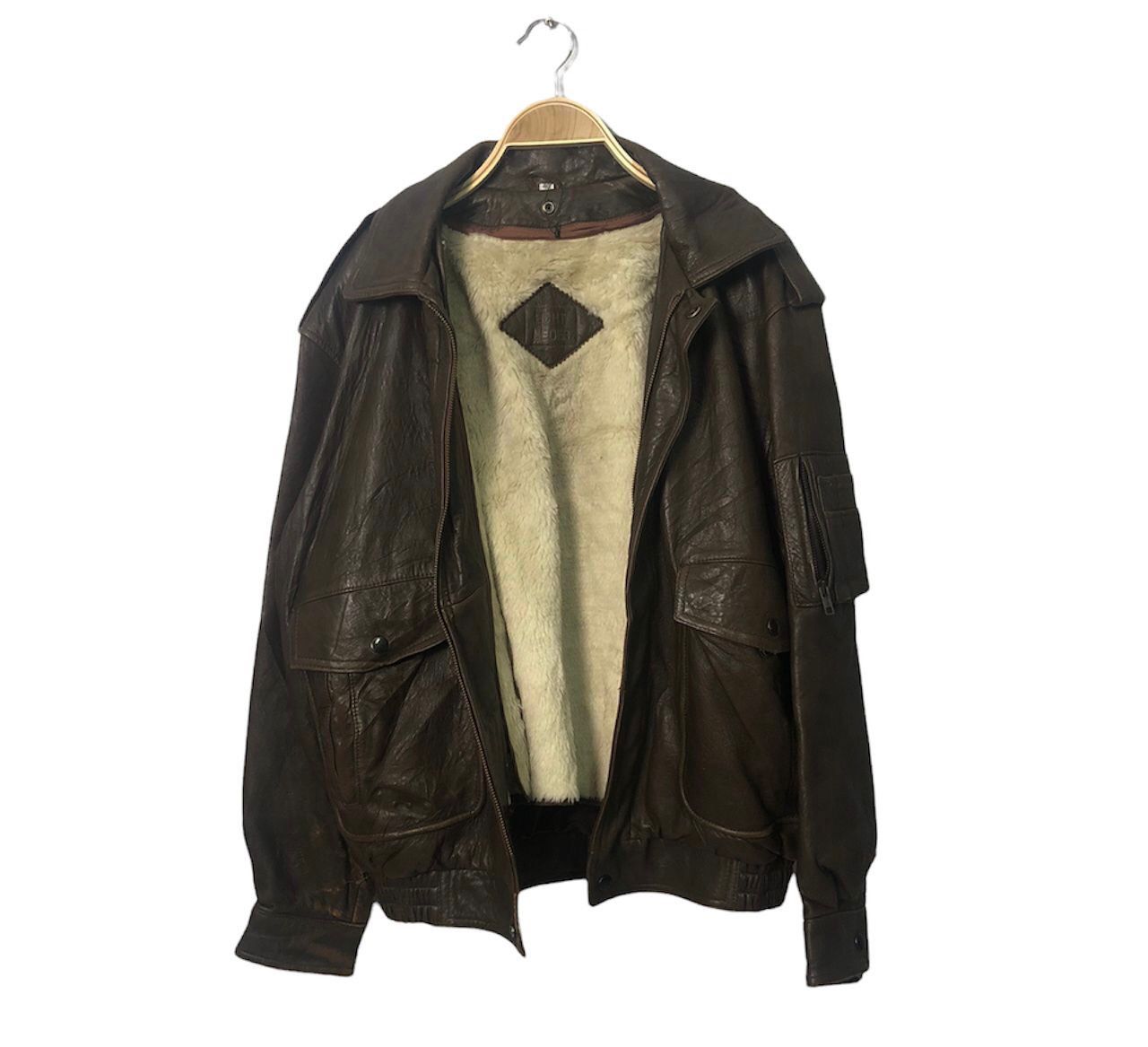 Leather Vintage Echt Leder Zipper Ups Sherpa Leather Jacket Size US XL / EU 56 / 4 - 1 Thumbnail